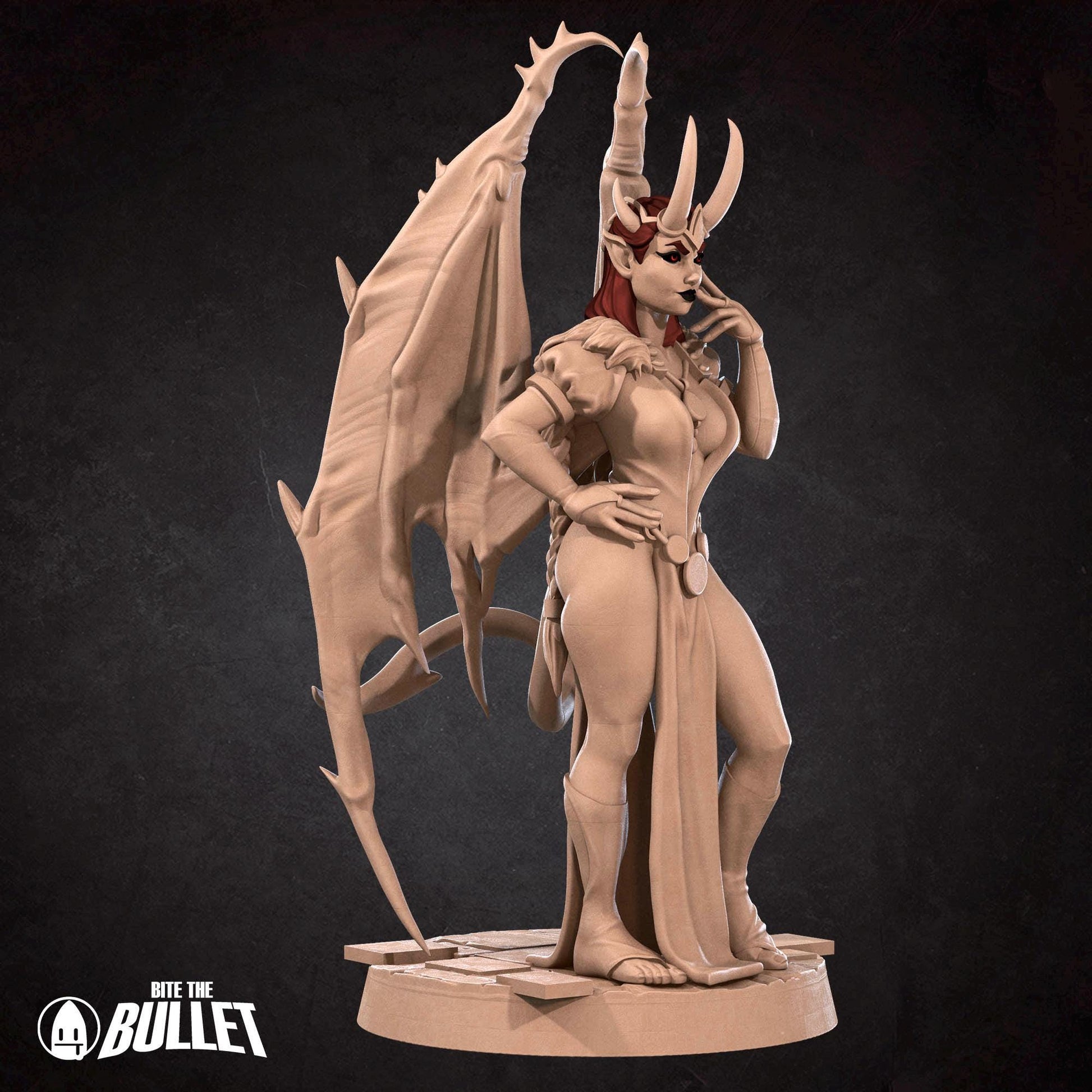 Cambion Sorceress Miniature, Meliora | Tabletop RPG Miniature | Bite the Bullet | Roleplaying 3D Printed Fantasy Mini - 3DPrintDen