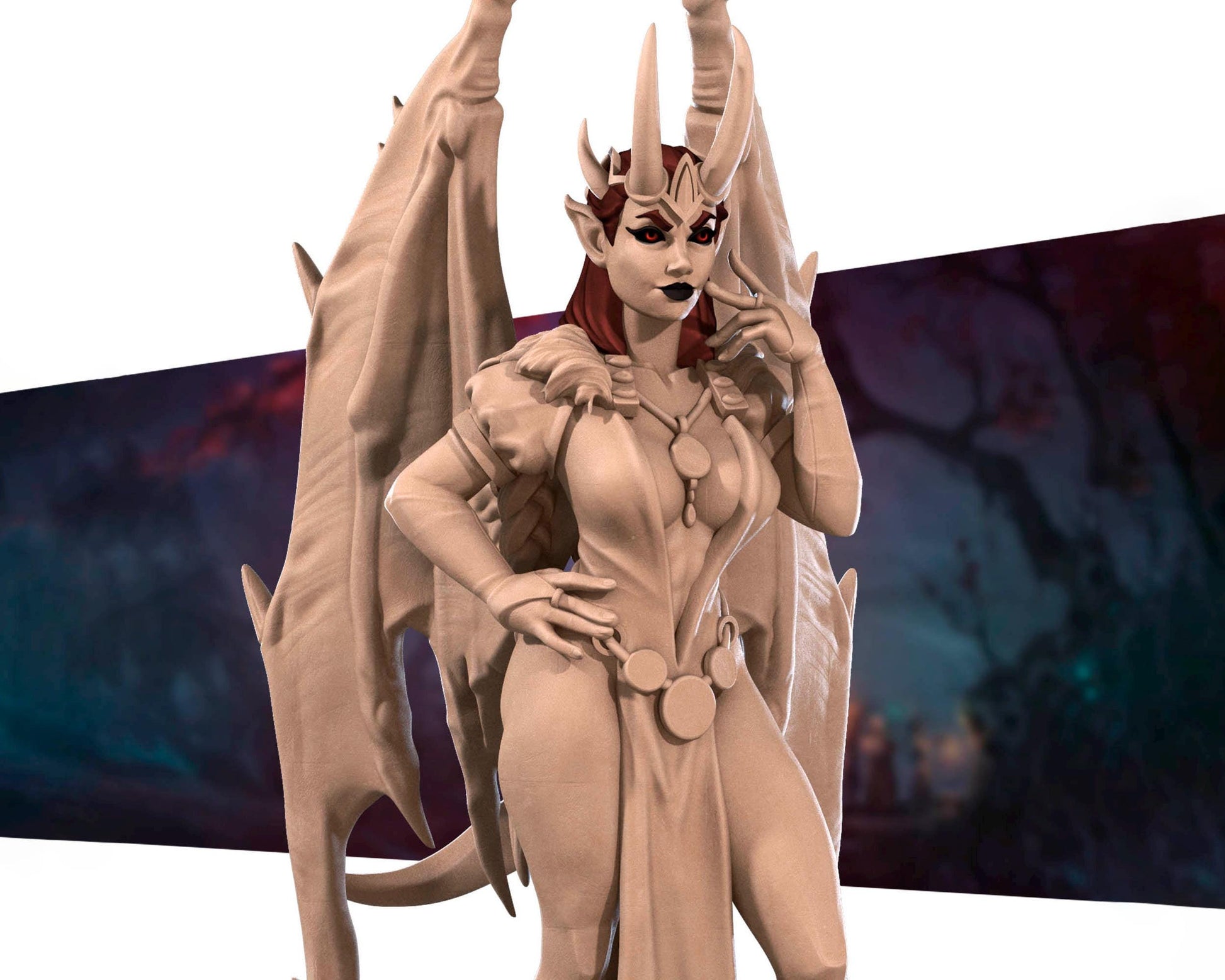 Cambion Sorceress Miniature, Meliora | Tabletop RPG Miniature | Bite the Bullet | Roleplaying 3D Printed Fantasy Mini - 3DPrintDen