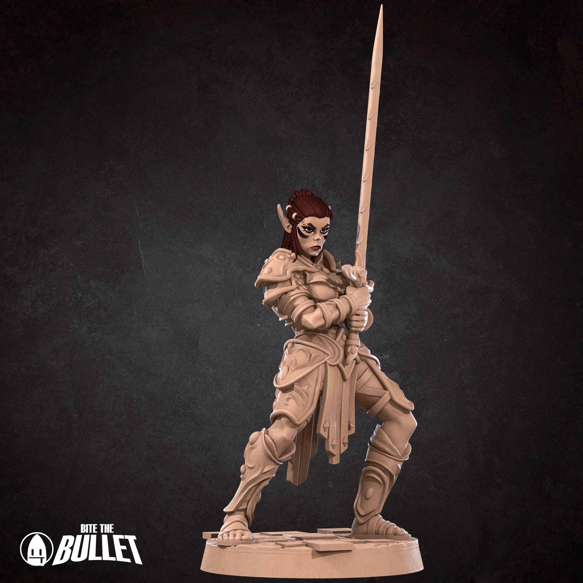 Female Githyanki Fighter Miniature | Tabletop RPG Miniature | Bite the Bullet | Roleplaying 3D Printed Fantasy Mini - 3DPrintDen