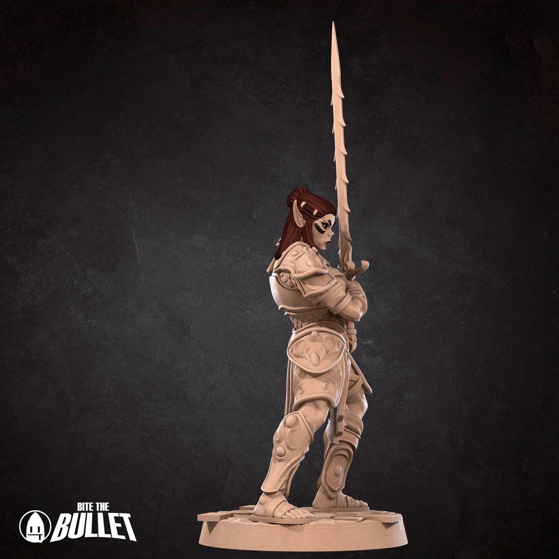 Female Githyanki Fighter Miniature | Tabletop RPG Miniature | Bite the Bullet | Roleplaying 3D Printed Fantasy Mini - 3DPrintDen