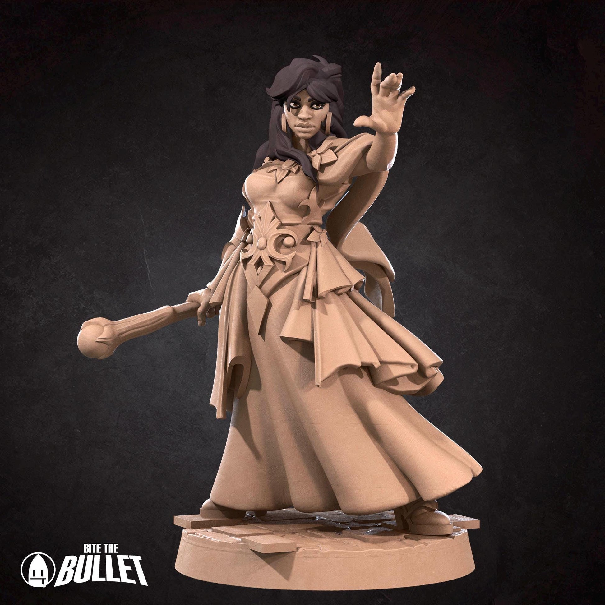 Female Mage Invoker Miniature | Tabletop RPG Miniature | Bite the Bullet | Roleplaying 3D Printed Fantasy Mini - 3DPrintDen