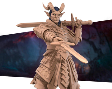 Tiefling Paladin Miniature | Tabletop RPG Miniature | Bite the Bullet | Roleplaying 3D Printed Fantasy Mini - 3DPrintDen
