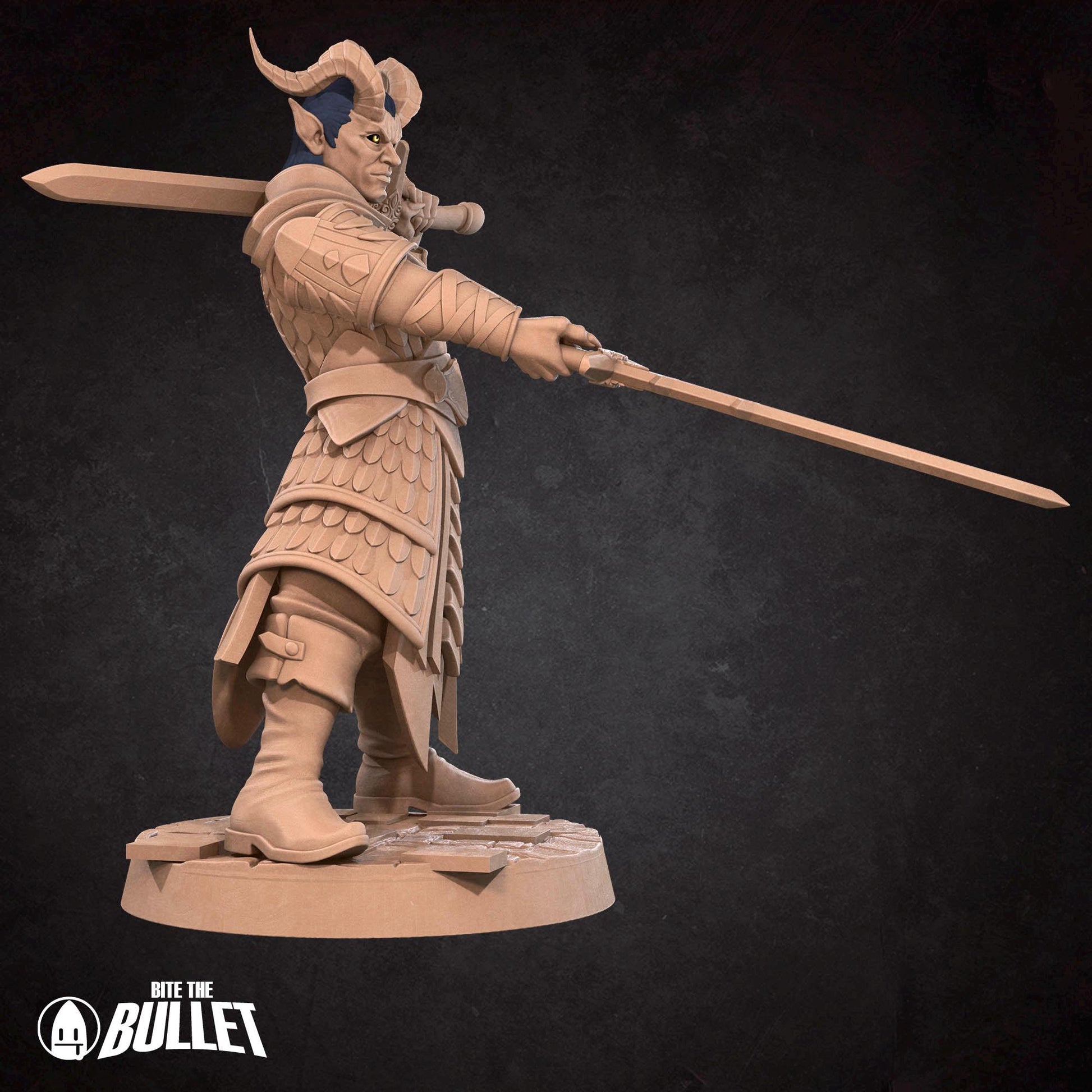 Tiefling Paladin Miniature | Tabletop RPG Miniature | Bite the Bullet | Roleplaying 3D Printed Fantasy Mini - 3DPrintDen