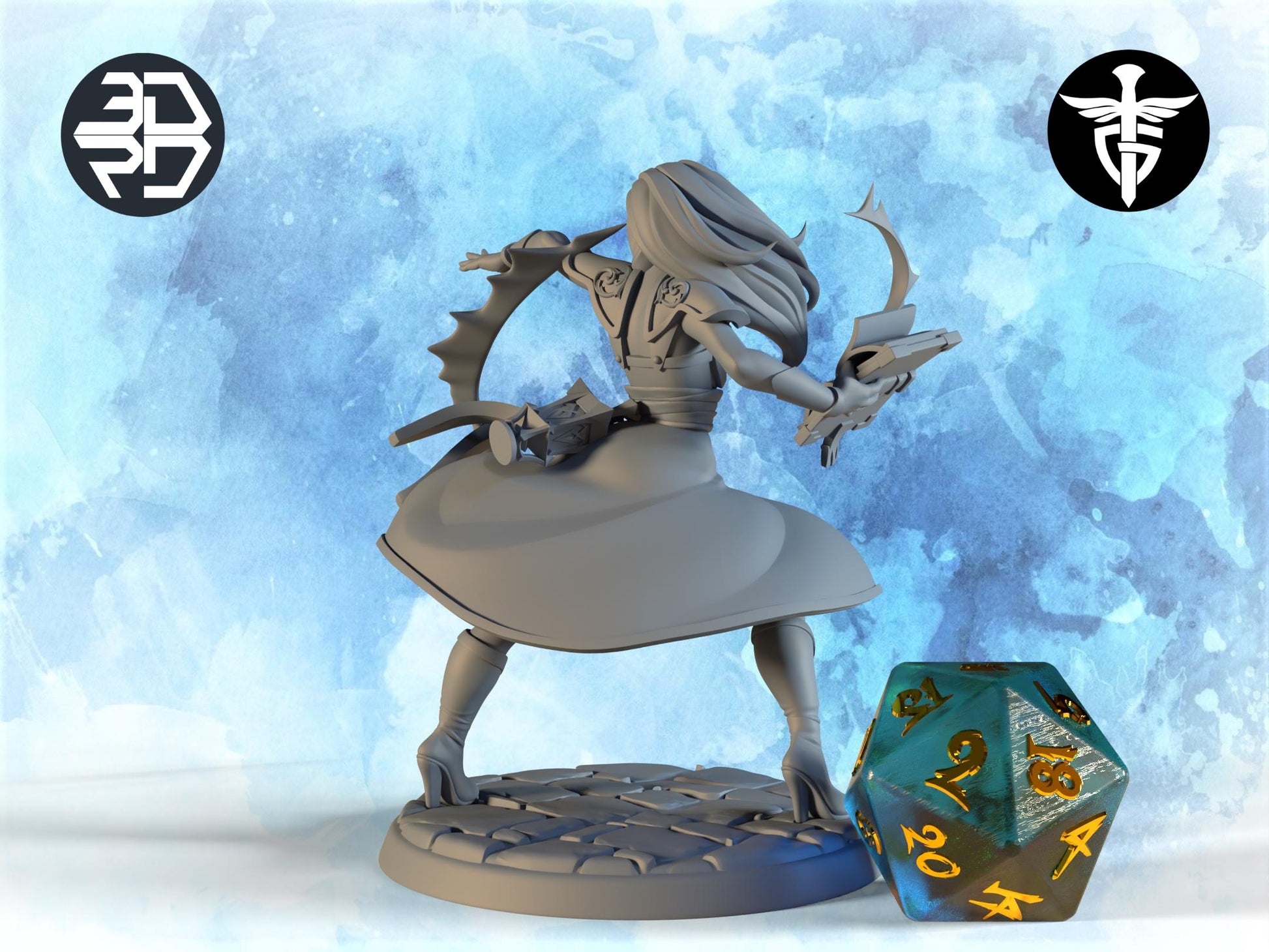 Female Sorcerer Miniature, Middli | Twin Goddess Miniatures | Tabletop RPG Miniature | Roleplaying 3D Printed Fantasy Mini - 3DPrintDen