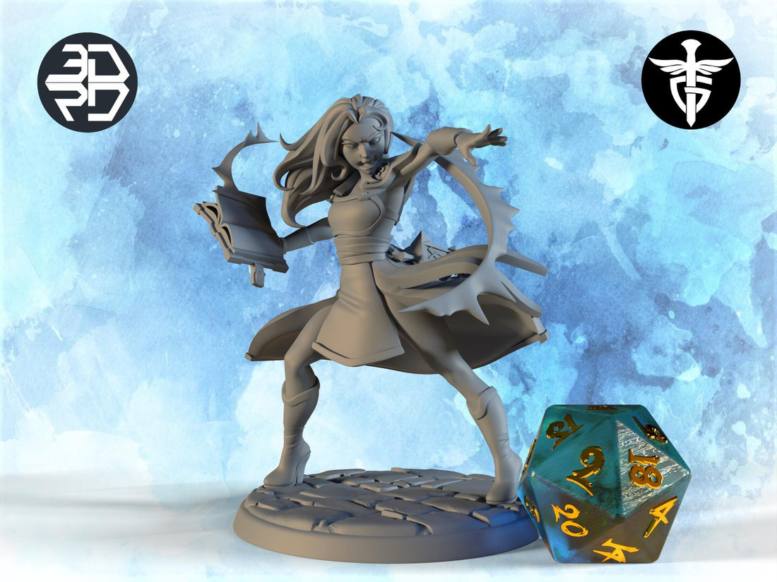 Female Sorcerer Miniature, Middli | Twin Goddess Miniatures | Tabletop RPG Miniature | Roleplaying 3D Printed Fantasy Mini - 3DPrintDen