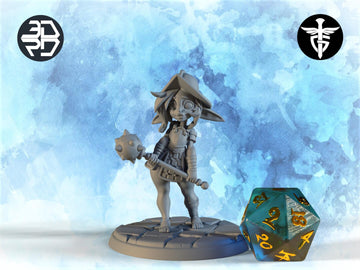 Female Goblin Fighter Miniature, Raq | Twin Goddess Miniatures | Tabletop RPG Miniature | Roleplaying 3D Printed Fantasy Mini - 3DPrintDen