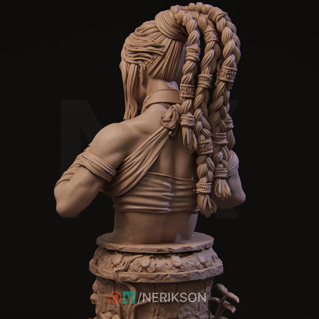 Female Monk Bust, Jingwei | Tabletop RPG Miniature | Nerikson | Roleplaying 3D Printed Fantasy Mini - 3DPrintDen