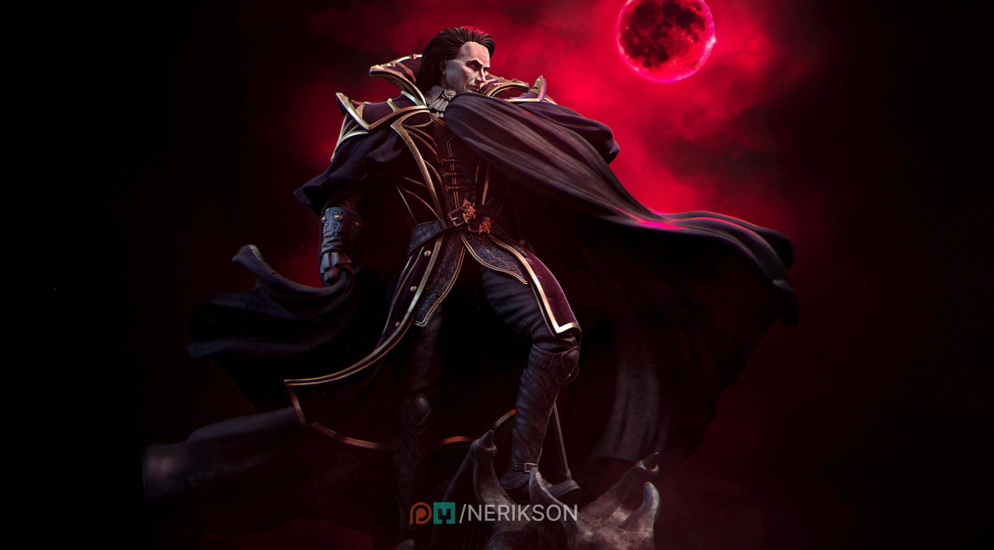 Vampire Lord Miniature, Morvain | Tabletop RPG Miniature | Nerikson | Roleplaying 3D Printed Fantasy Mini - 3DPrintDen