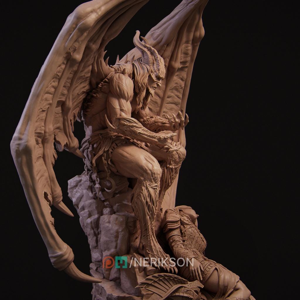 What Have I Become Diorama Miniature, Halric & Revna | Tabletop RPG Miniature | Nerikson | Roleplaying 3D Printed Fantasy Mini - 3DPrintDen