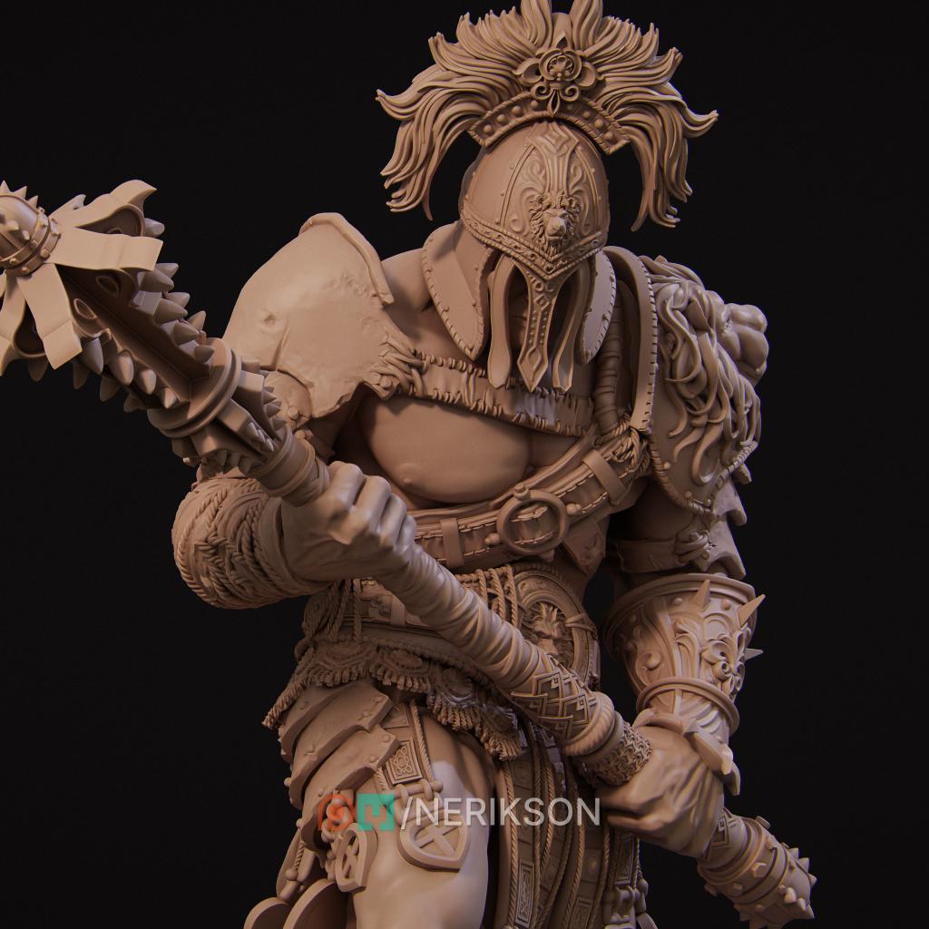 Gladiator SkullCrusher Miniature | Tabletop RPG Miniature | Nerikson | Roleplaying 3D Printed Fantasy Mini - 3DPrintDen