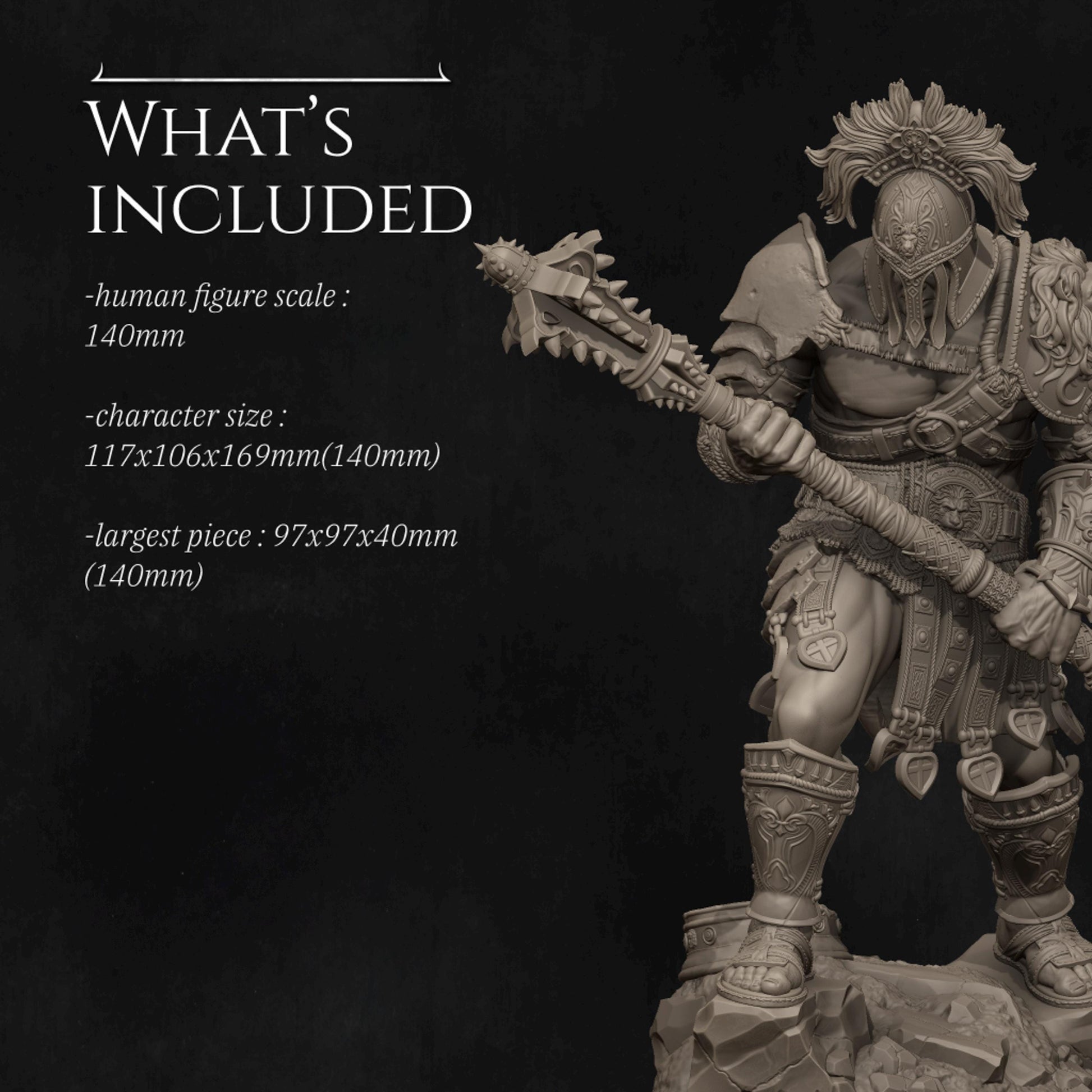 Gladiator SkullCrusher Miniature | Tabletop RPG Miniature | Nerikson | Roleplaying 3D Printed Fantasy Mini - 3DPrintDen