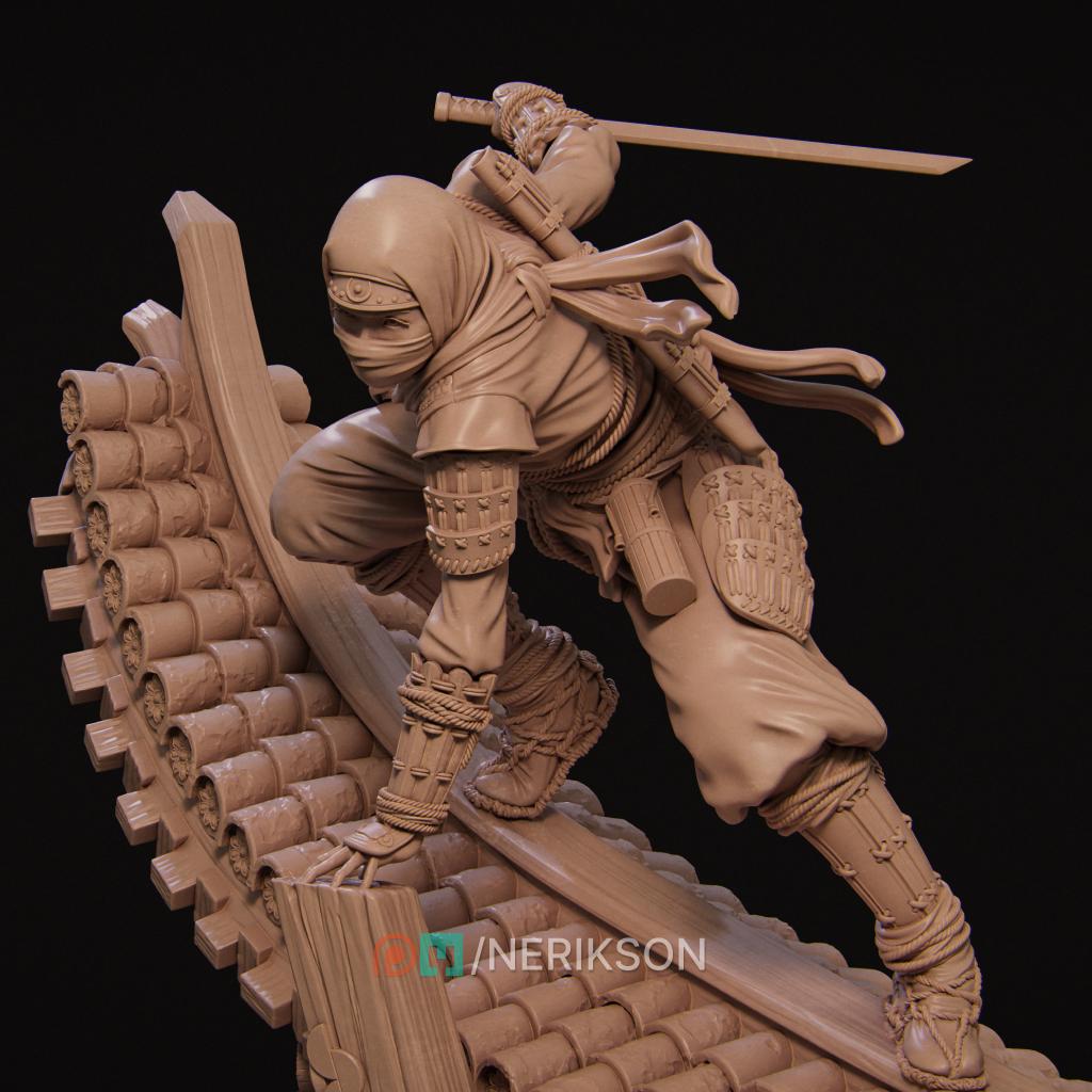 The Kawata Sisters Miniature, Shizuka | Tabletop RPG Miniature | Nerikson | Roleplaying 3D Printed Fantasy Mini - 3DPrintDen