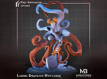 Female Dragon Butcher Miniature, Liang | Tabletop RPG Miniature | Miniatures Blueprint | Roleplaying 3D Printed Fantasy Mini - 3DPrintDen