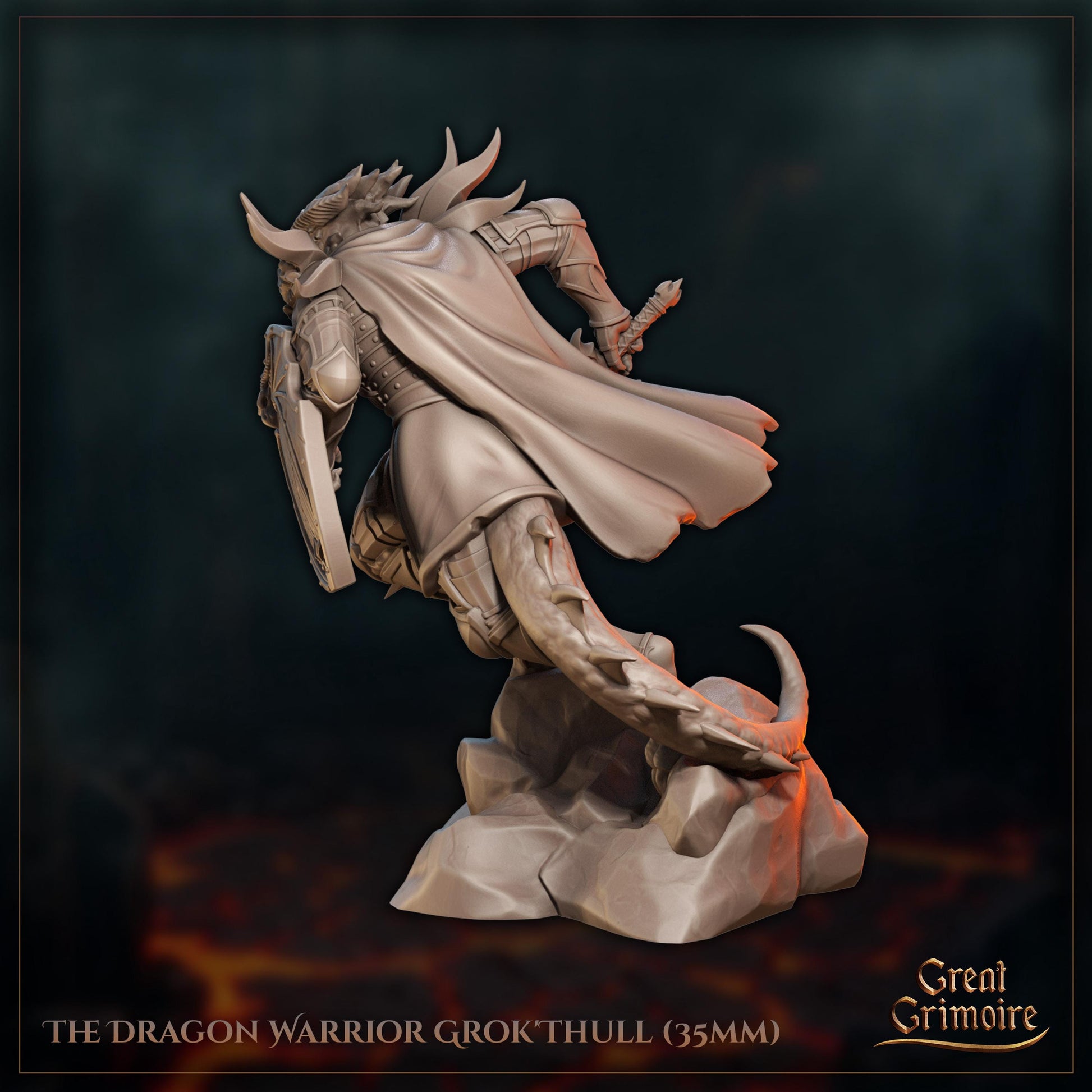 Dragon Warrior Miniature, Grok Thull | Tabletop RPG Miniature | Great Grimoire | Roleplaying 3D Printed Fantasy Mini - 3DPrintDen