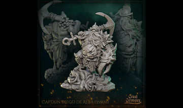 Pirate Captain Miniature, Diego de Alba | Tabletop RPG Miniature | Great Grimoire | Roleplaying 3D Printed Fantasy Mini - 3DPrintDen