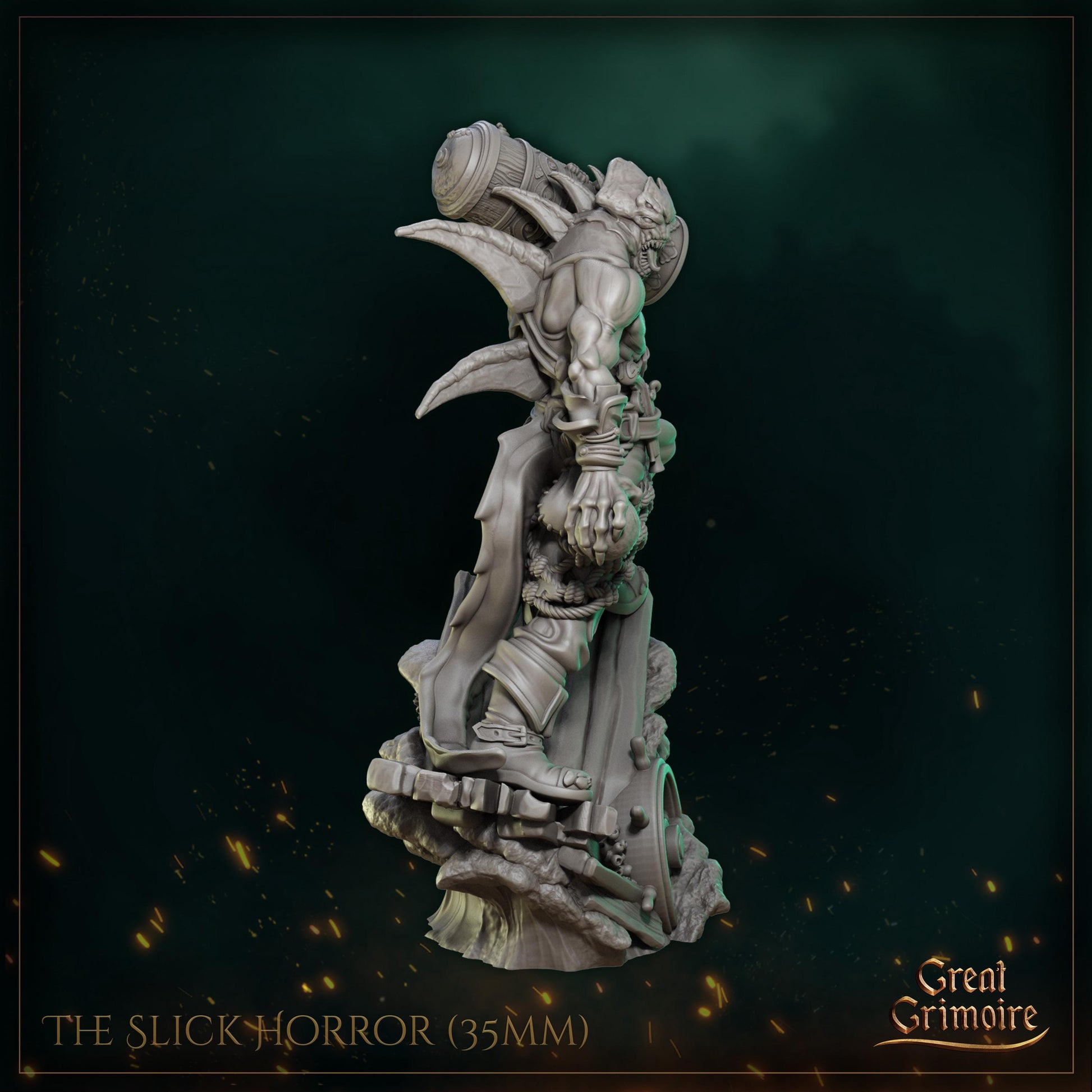 Mutant Pirate Miniature, Slick Horror | Tabletop RPG Miniature | Great Grimoire | Roleplaying 3D Printed Fantasy Mini - 3DPrintDen