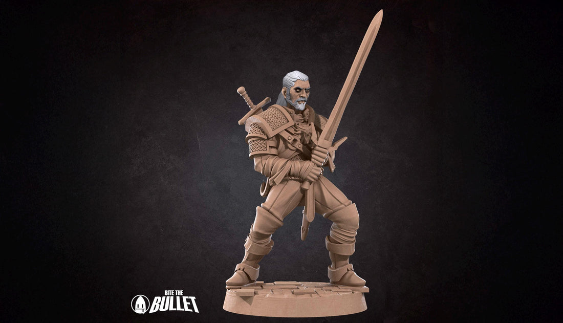 White Wolf Knight Miniature | Tabletop RPG Miniature | Bite the Bullet | Roleplaying 3D Printed Fantasy Mini - 3DPrintDen