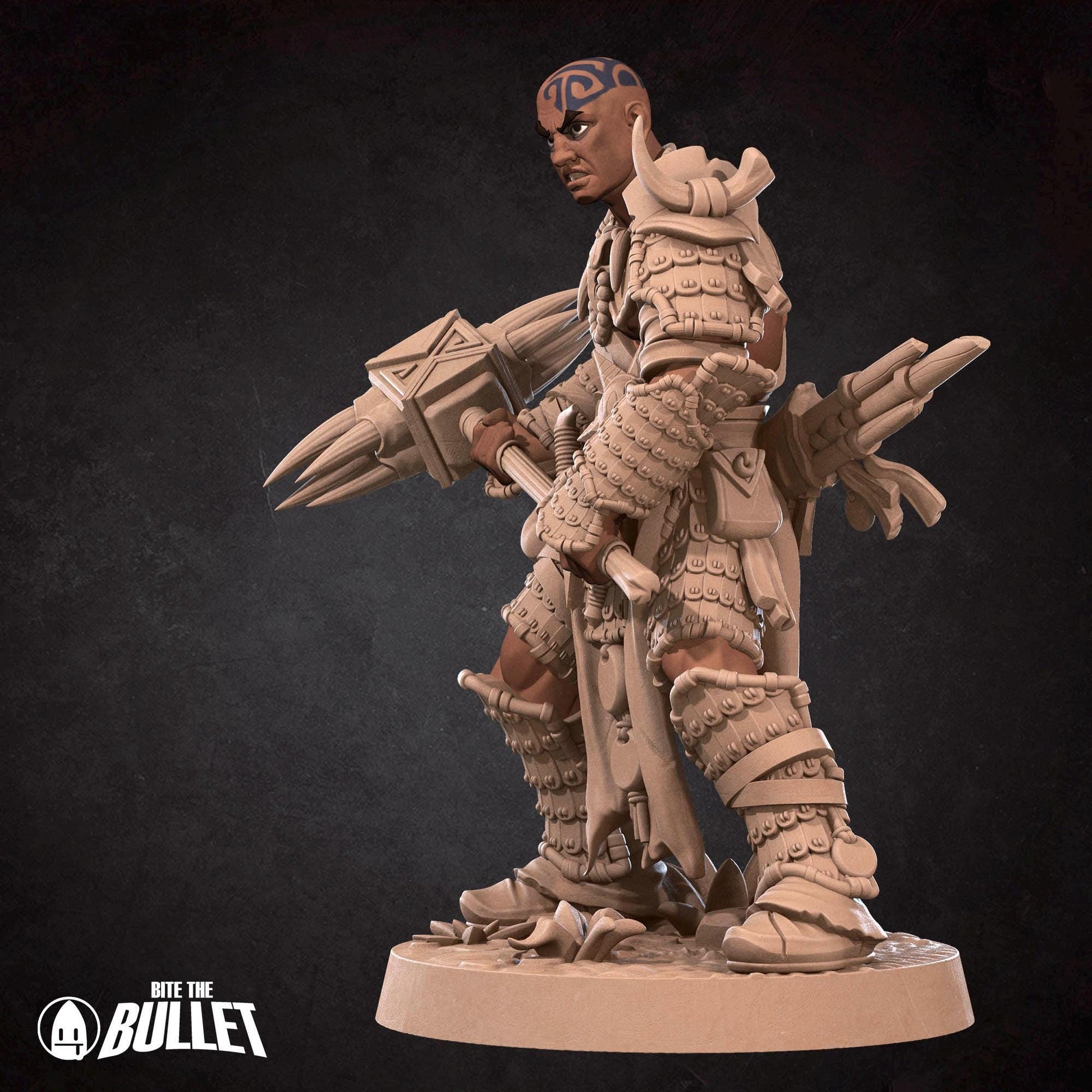 Human Bloodrager Miniature | Tabletop RPG Miniature | Bite the Bullet | Roleplaying 3D Printed Fantasy Mini - 3DPrintDen