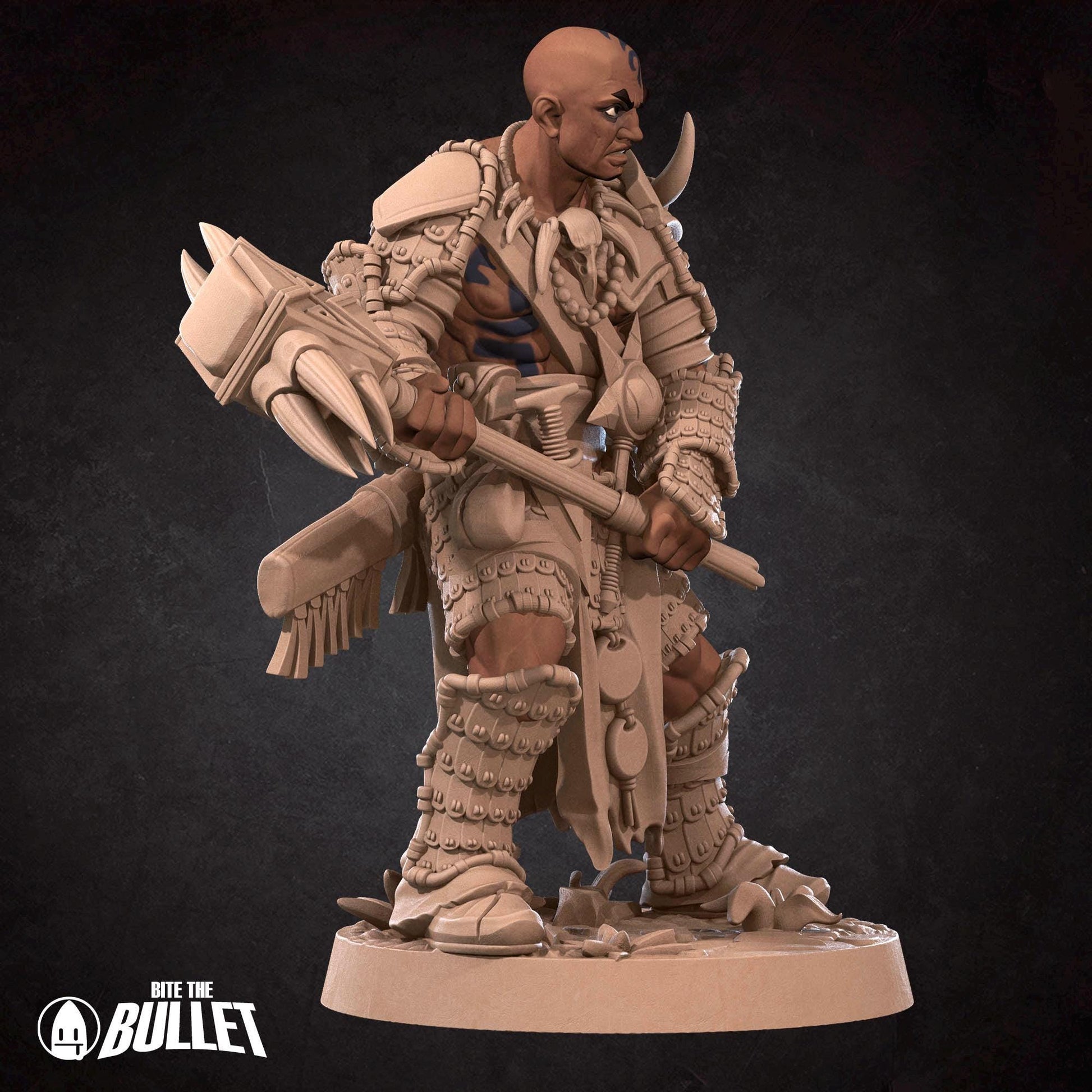 Human Bloodrager Miniature | Tabletop RPG Miniature | Bite the Bullet | Roleplaying 3D Printed Fantasy Mini - 3DPrintDen