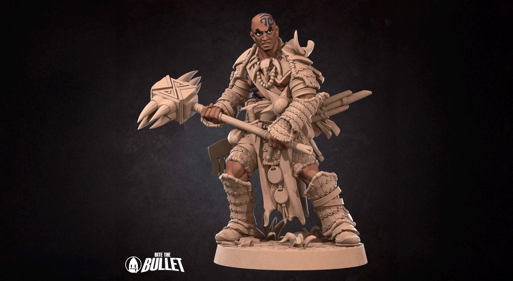 Human Bloodrager Miniature | Tabletop RPG Miniature | Bite the Bullet | Roleplaying 3D Printed Fantasy Mini - 3DPrintDen
