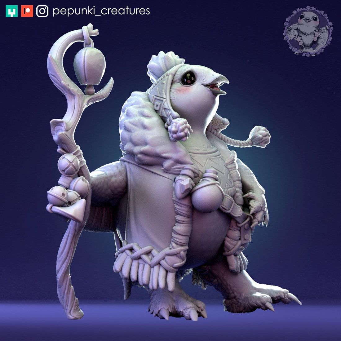 Willow Ptarmigan Miniature | Tabletop RPG Miniature | Pepunki Creatures | Roleplaying 3D Printed Fantasy Mini - 3DPrintDen