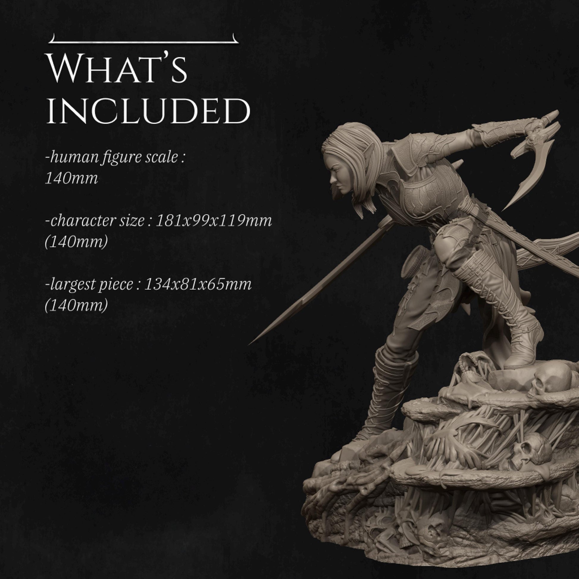Female Drow Warrior Miniature, Lierin | Tabletop RPG Miniature | Nerikson | Roleplaying 3D Printed Fantasy Mini - 3DPrintDen