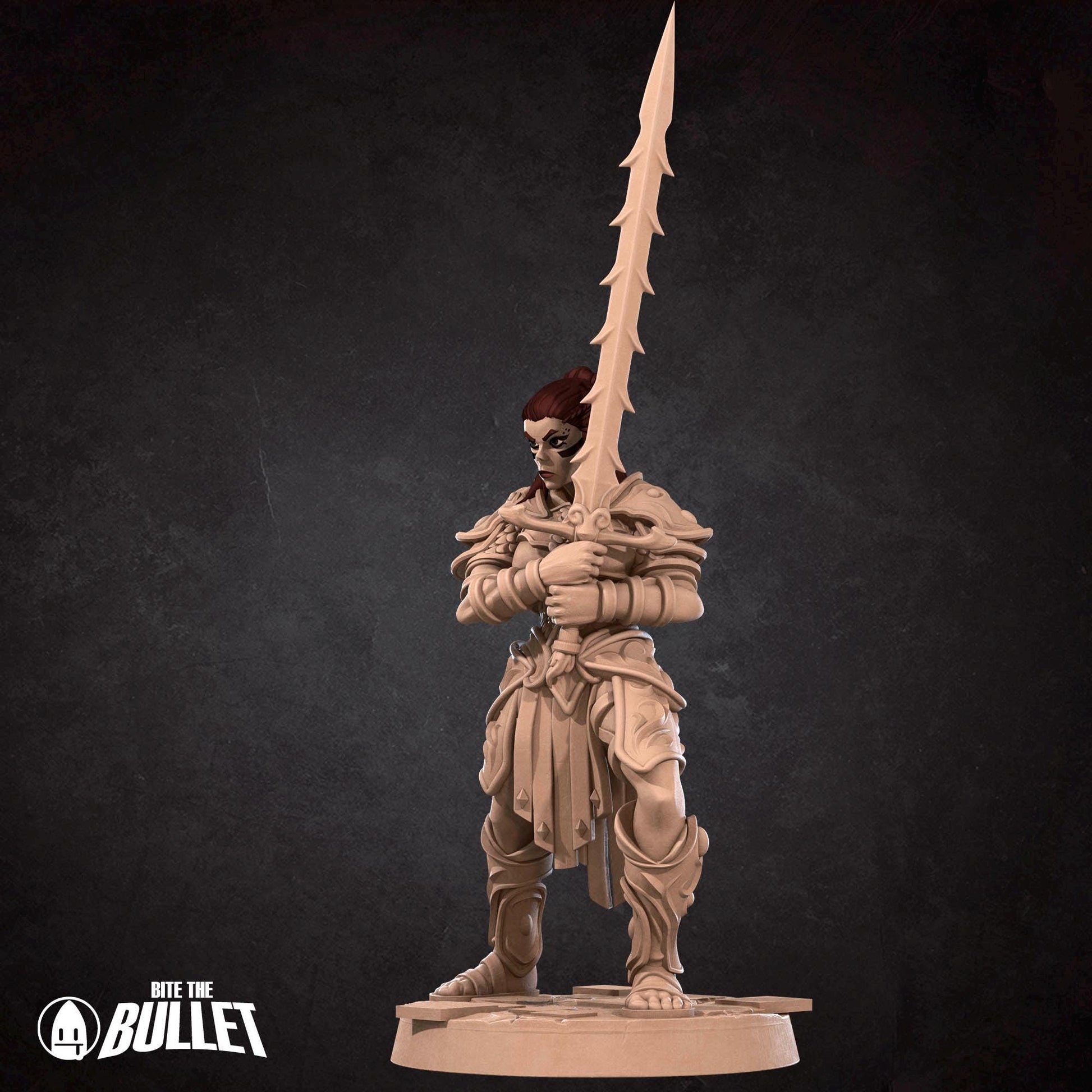 Female Githyanki Fighter Miniature | Tabletop RPG Miniature | Bite the Bullet | Roleplaying 3D Printed Fantasy Mini - 3DPrintDen