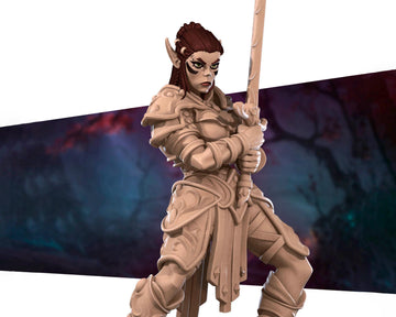 Female Githyanki Fighter Miniature | Tabletop RPG Miniature | Bite the Bullet | Roleplaying 3D Printed Fantasy Mini - 3DPrintDen