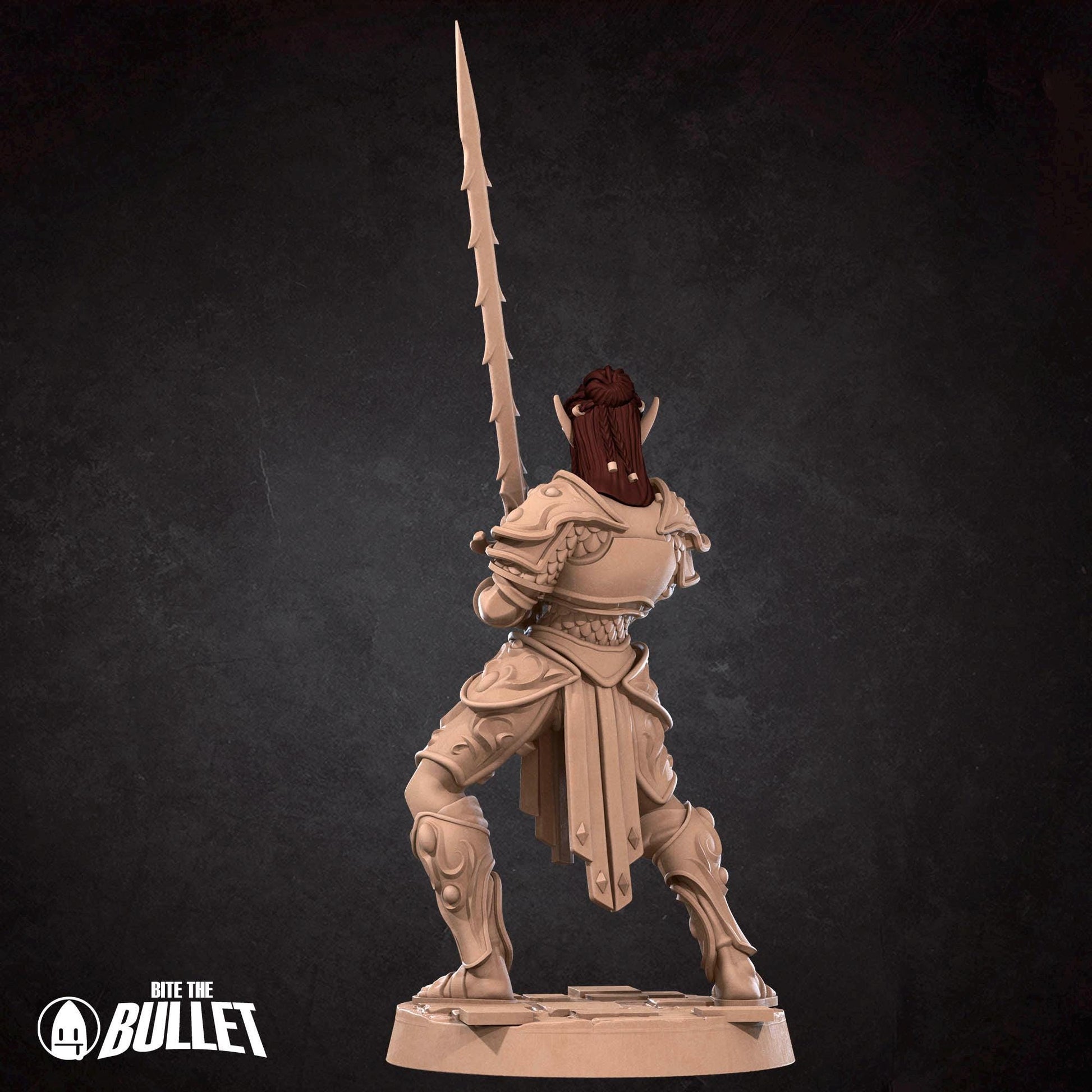 Female Githyanki Fighter Miniature | Tabletop RPG Miniature | Bite the Bullet | Roleplaying 3D Printed Fantasy Mini - 3DPrintDen