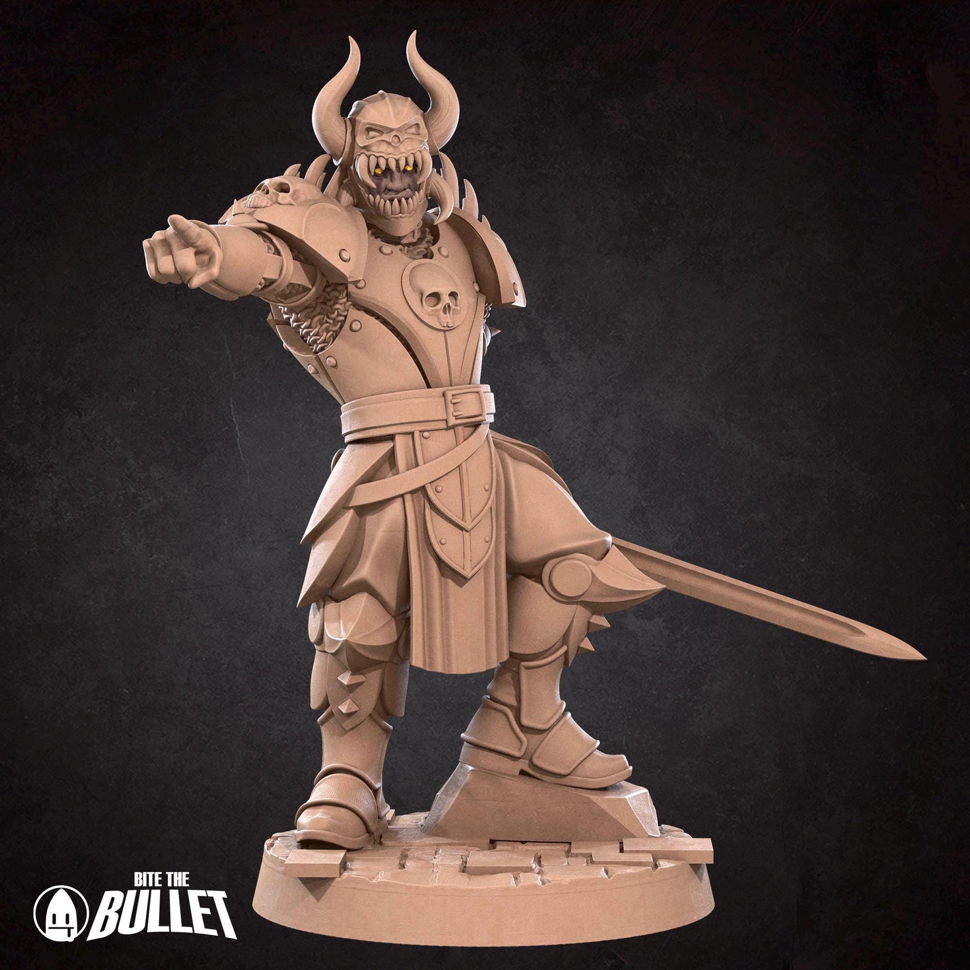 Deathbringer Fighter Miniature | Tabletop RPG Miniature | Bite the Bullet | Roleplaying 3D Printed Fantasy Mini - 3DPrintDen