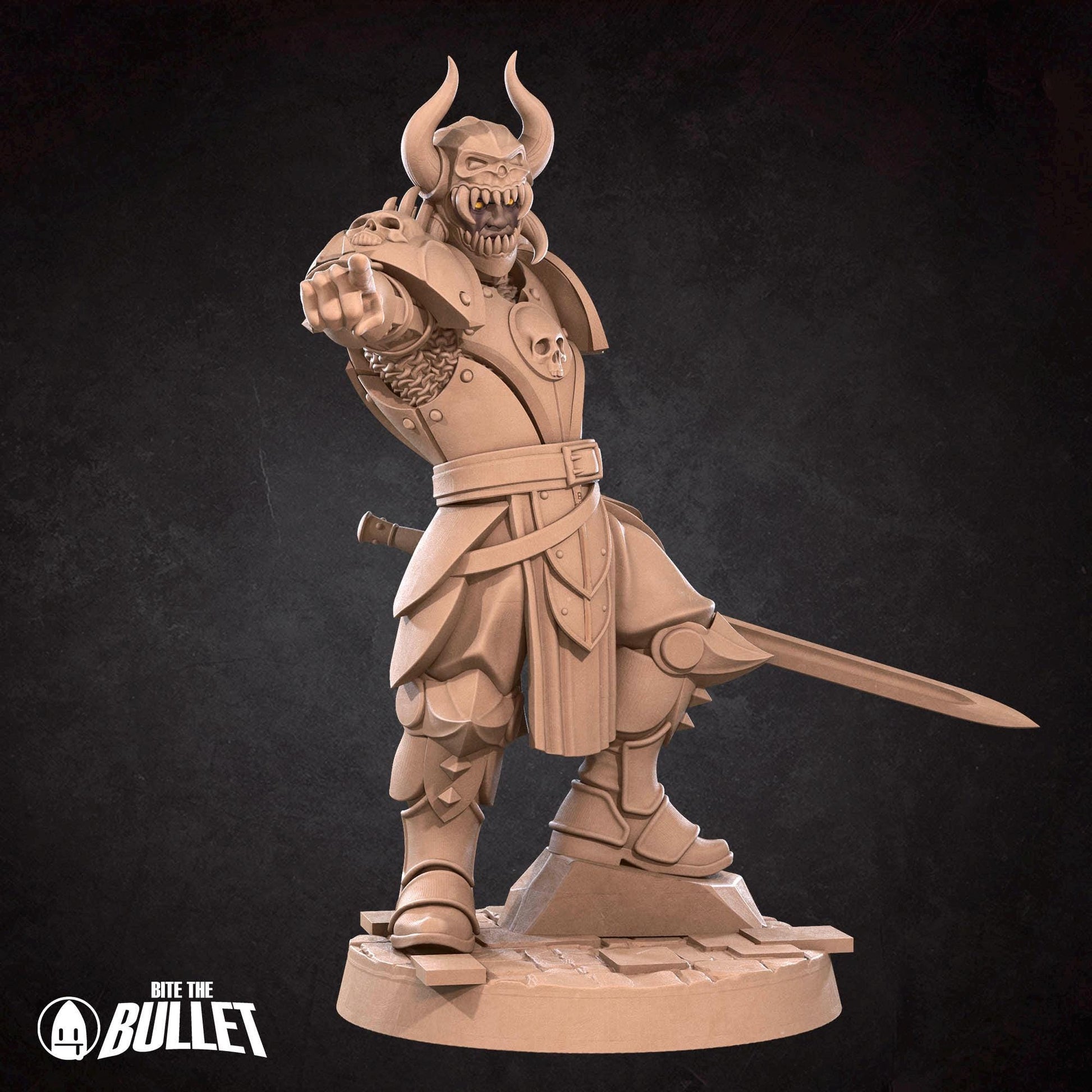 Deathbringer Fighter Miniature | Tabletop RPG Miniature | Bite the Bullet | Roleplaying 3D Printed Fantasy Mini - 3DPrintDen