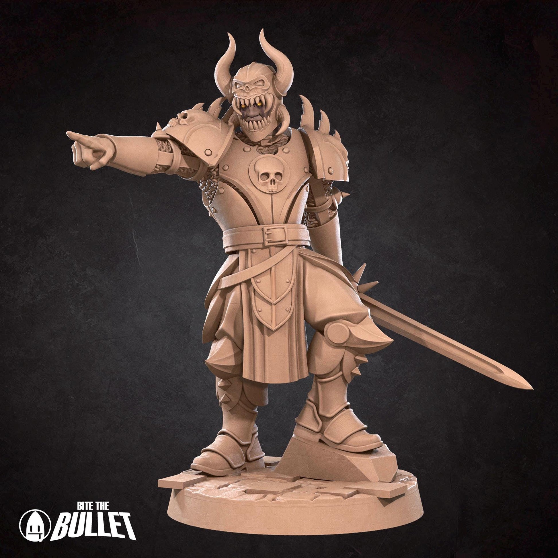 Deathbringer Fighter Miniature | Tabletop RPG Miniature | Bite the Bullet | Roleplaying 3D Printed Fantasy Mini - 3DPrintDen