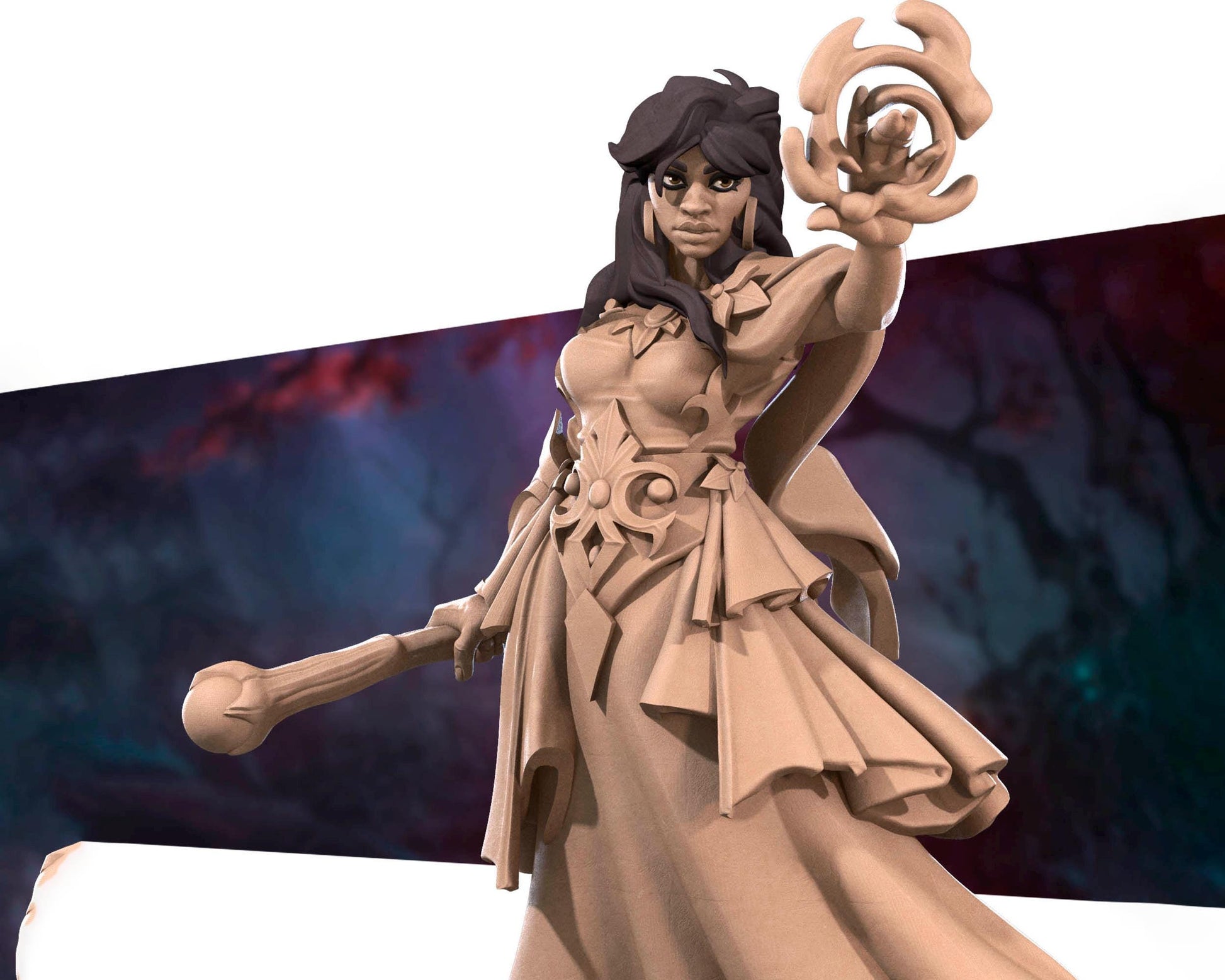 Female Mage Invoker Miniature | Tabletop RPG Miniature | Bite the Bullet | Roleplaying 3D Printed Fantasy Mini - 3DPrintDen