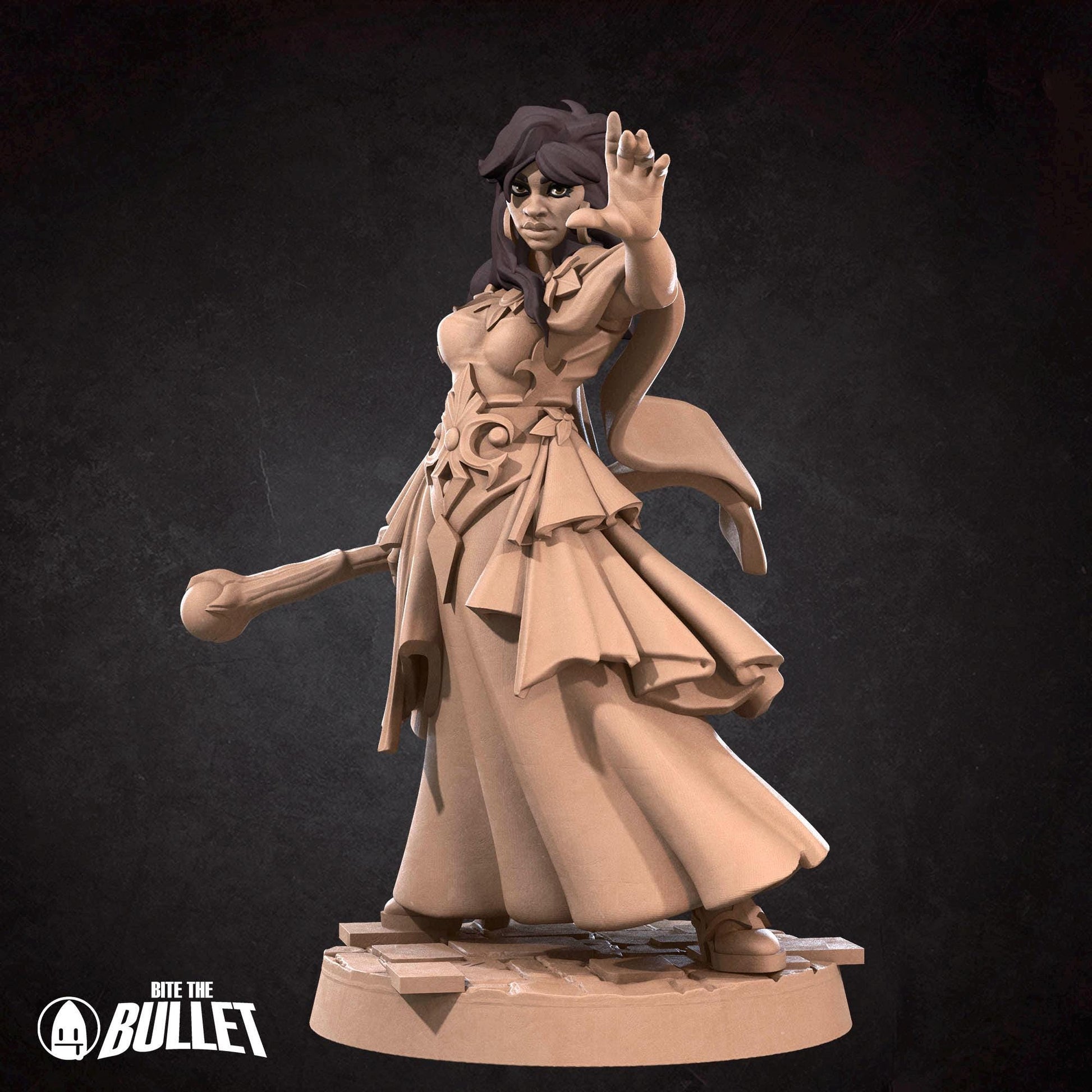 Female Mage Invoker Miniature | Tabletop RPG Miniature | Bite the Bullet | Roleplaying 3D Printed Fantasy Mini - 3DPrintDen