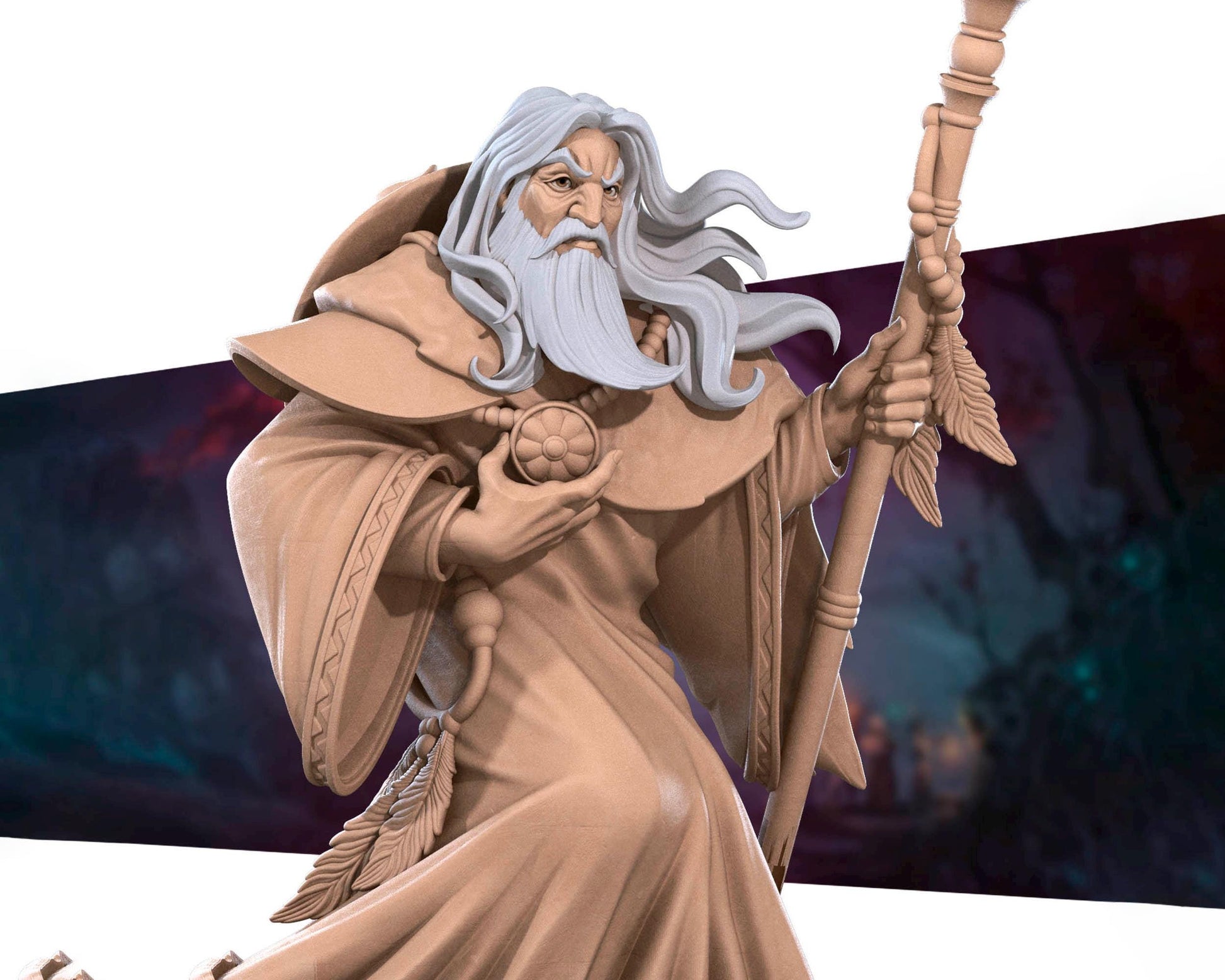 Harper Wizard Miniature | Tabletop RPG Miniature | Bite the Bullet | Roleplaying 3D Printed Fantasy Mini - 3DPrintDen