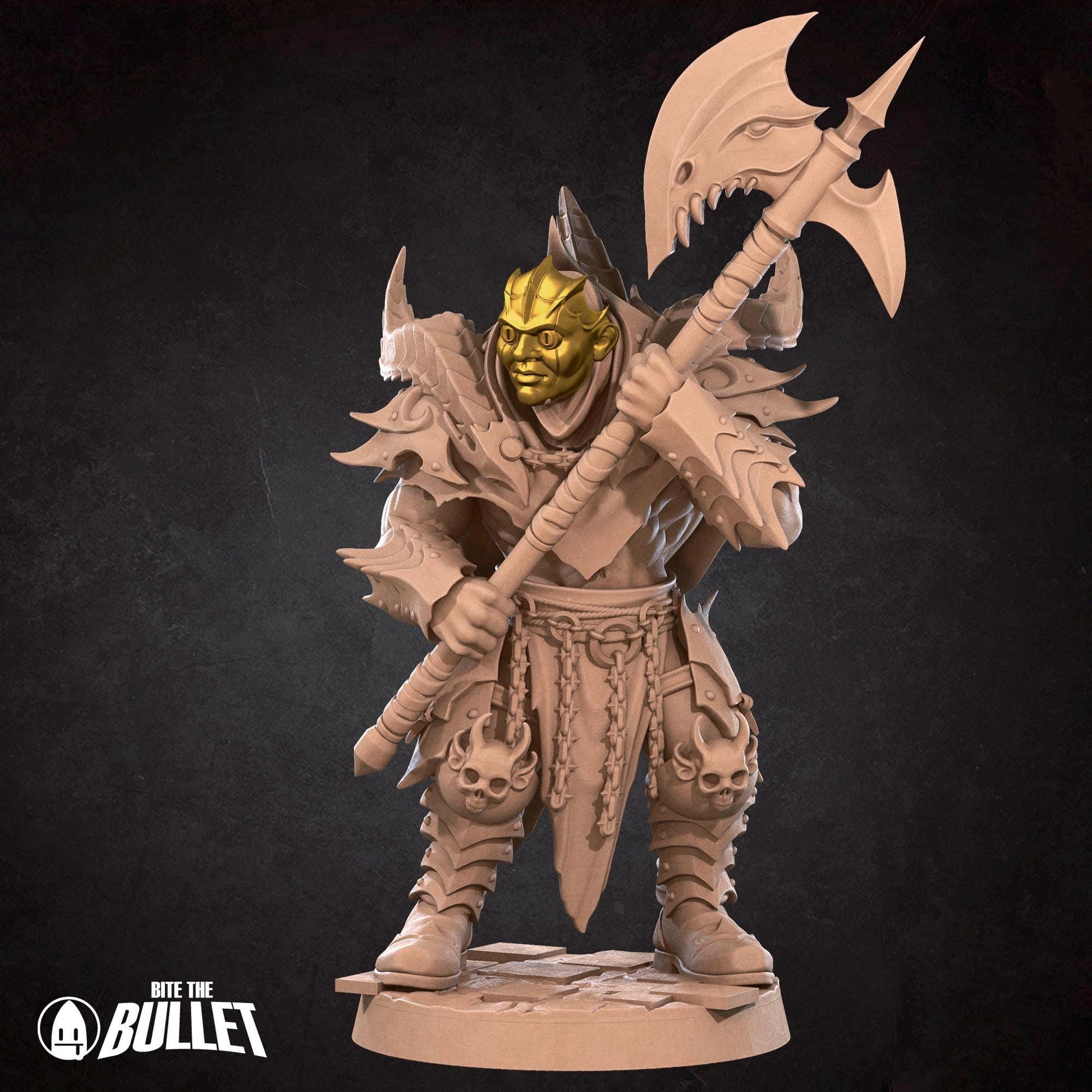 Masked Warrior Miniature | Tabletop RPG Miniature | Bite the Bullet | Roleplaying 3D Printed Fantasy Mini - 3DPrintDen