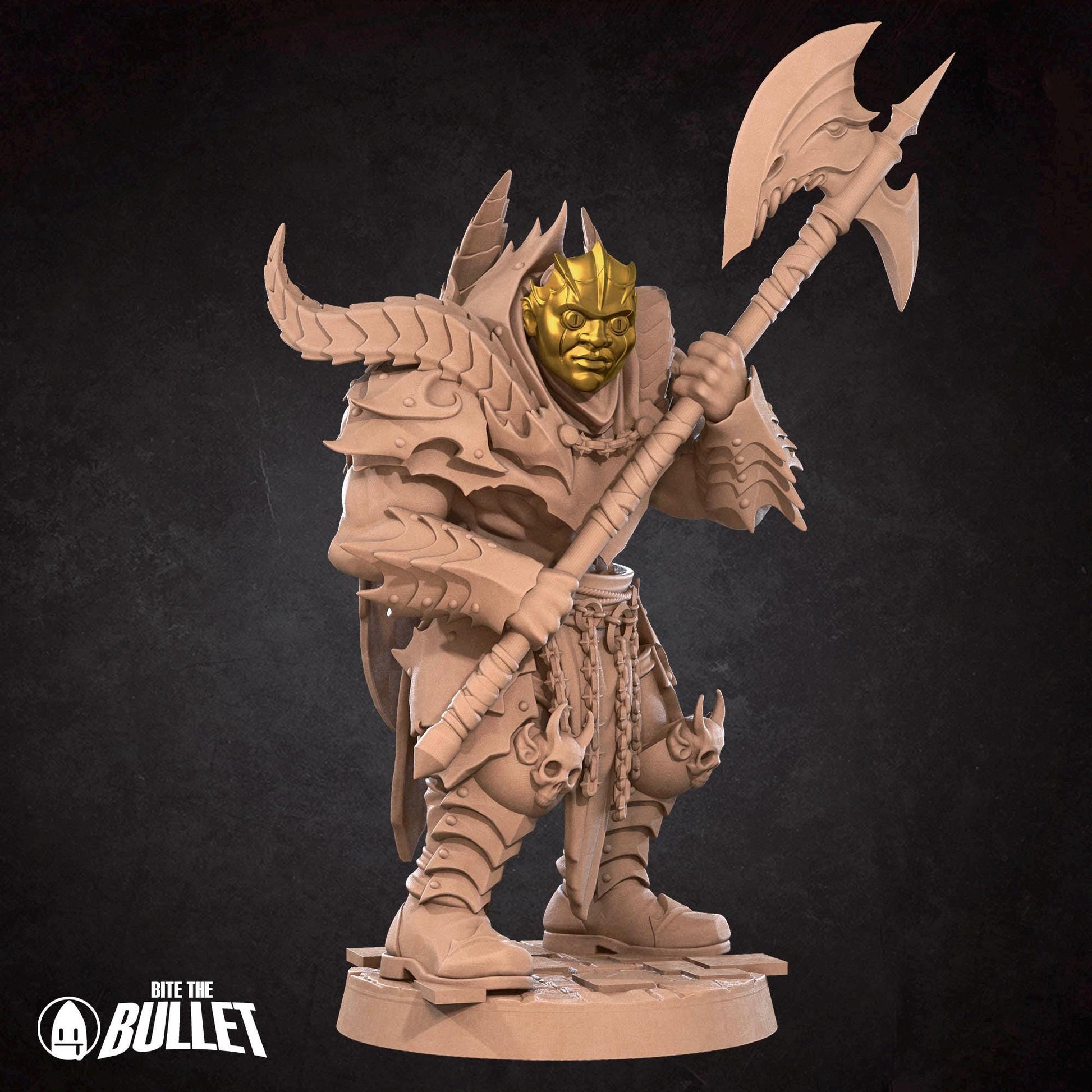 Masked Warrior Miniature | Tabletop RPG Miniature | Bite the Bullet | Roleplaying 3D Printed Fantasy Mini - 3DPrintDen