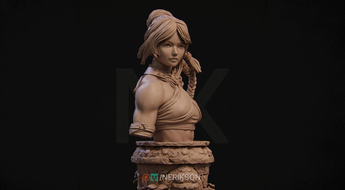 Female Monk Bust, Jingwei | Tabletop RPG Miniature | Nerikson | Roleplaying 3D Printed Fantasy Mini - 3DPrintDen