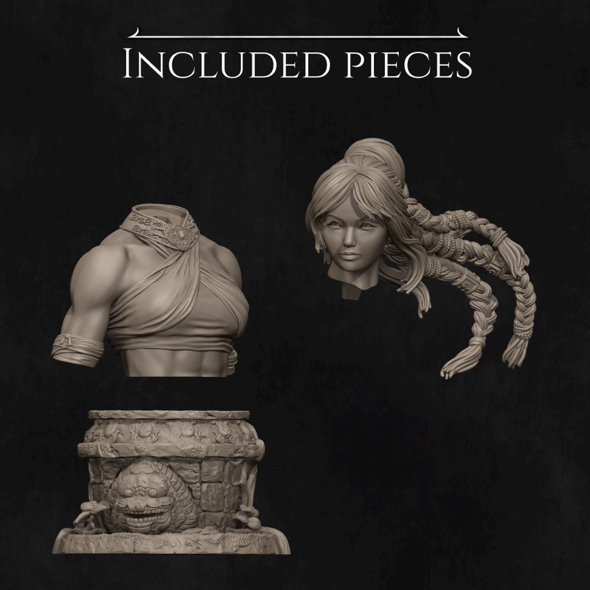 Female Monk Bust, Jingwei | Tabletop RPG Miniature | Nerikson | Roleplaying 3D Printed Fantasy Mini - 3DPrintDen