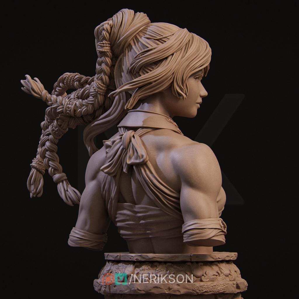 Female Monk Bust, Jingwei | Tabletop RPG Miniature | Nerikson | Roleplaying 3D Printed Fantasy Mini - 3DPrintDen