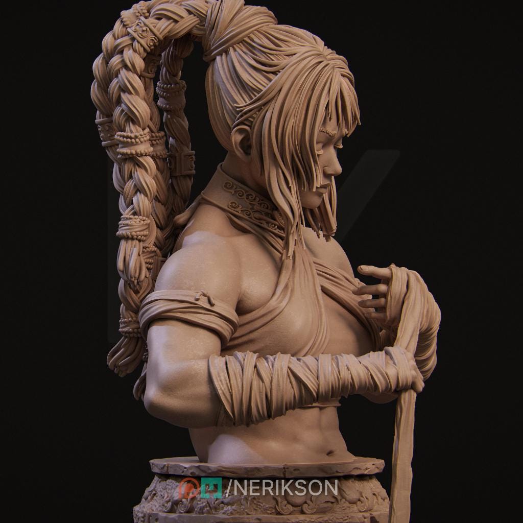 Female Monk Bust, Jingwei | Tabletop RPG Miniature | Nerikson | Roleplaying 3D Printed Fantasy Mini - 3DPrintDen