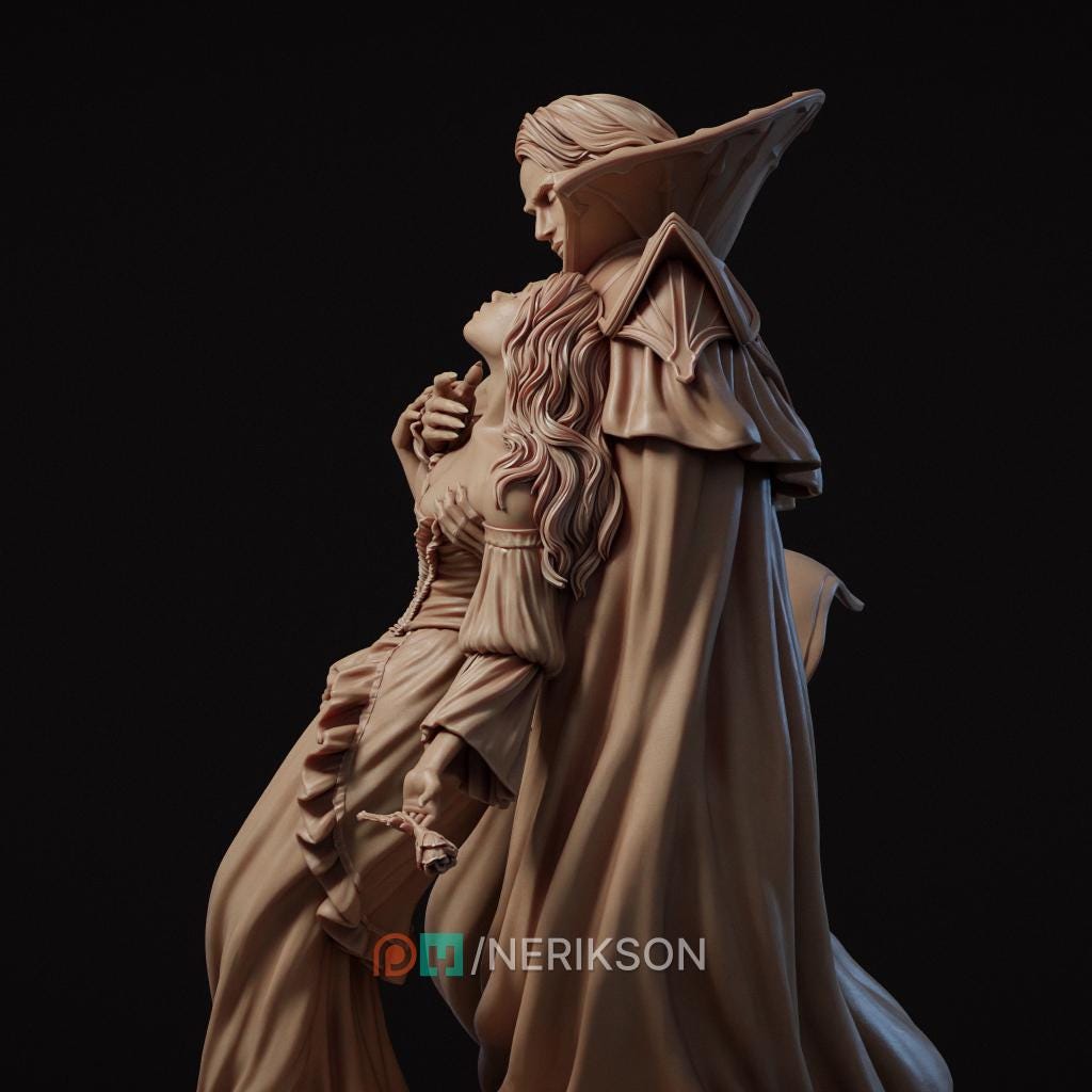 Death's Kiss Surrender Diorama Miniature | Tabletop RPG Miniature | Nerikson | Roleplaying 3D Printed Fantasy Mini - 3DPrintDen