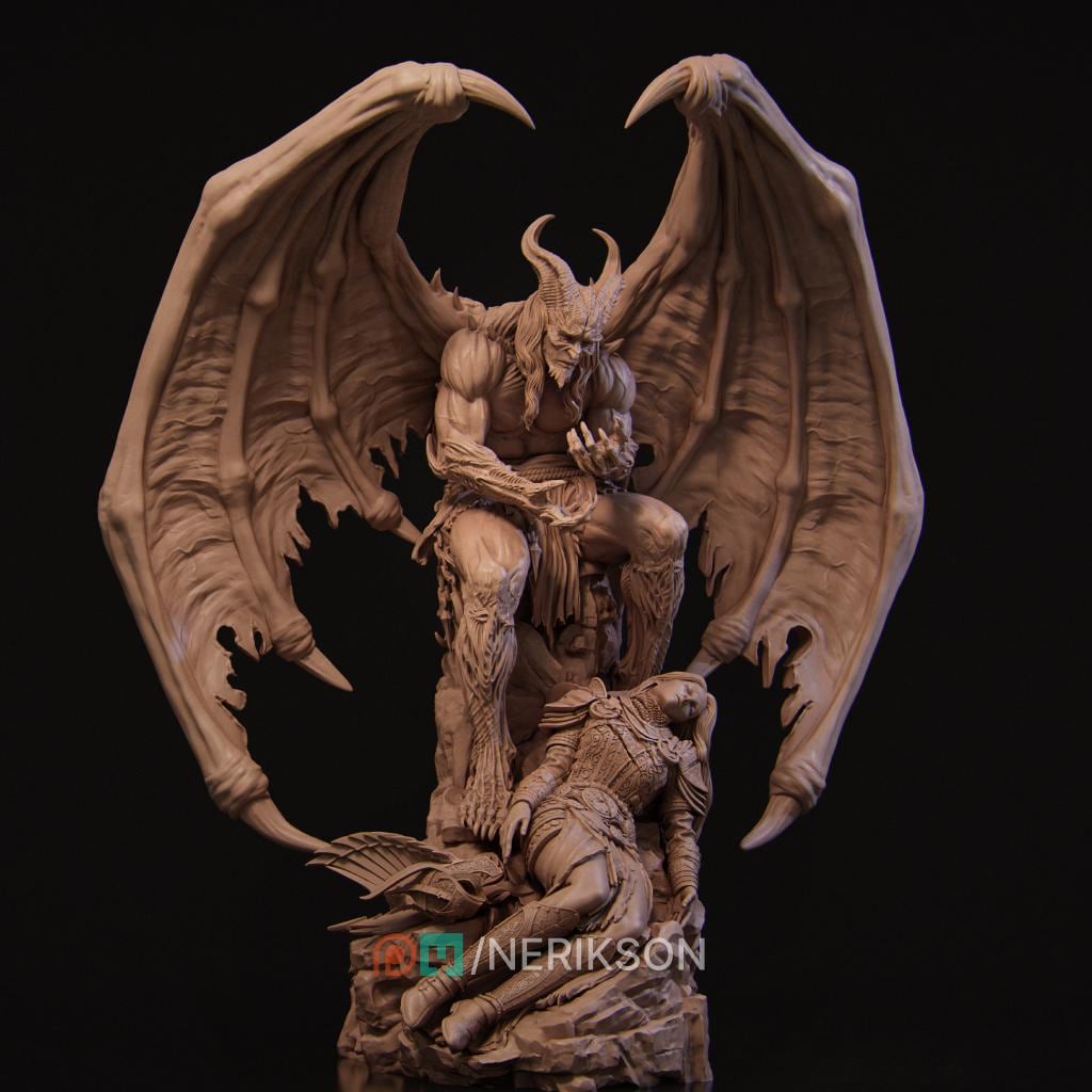 What Have I Become Diorama Miniature, Halric & Revna | Tabletop RPG Miniature | Nerikson | Roleplaying 3D Printed Fantasy Mini - 3DPrintDen