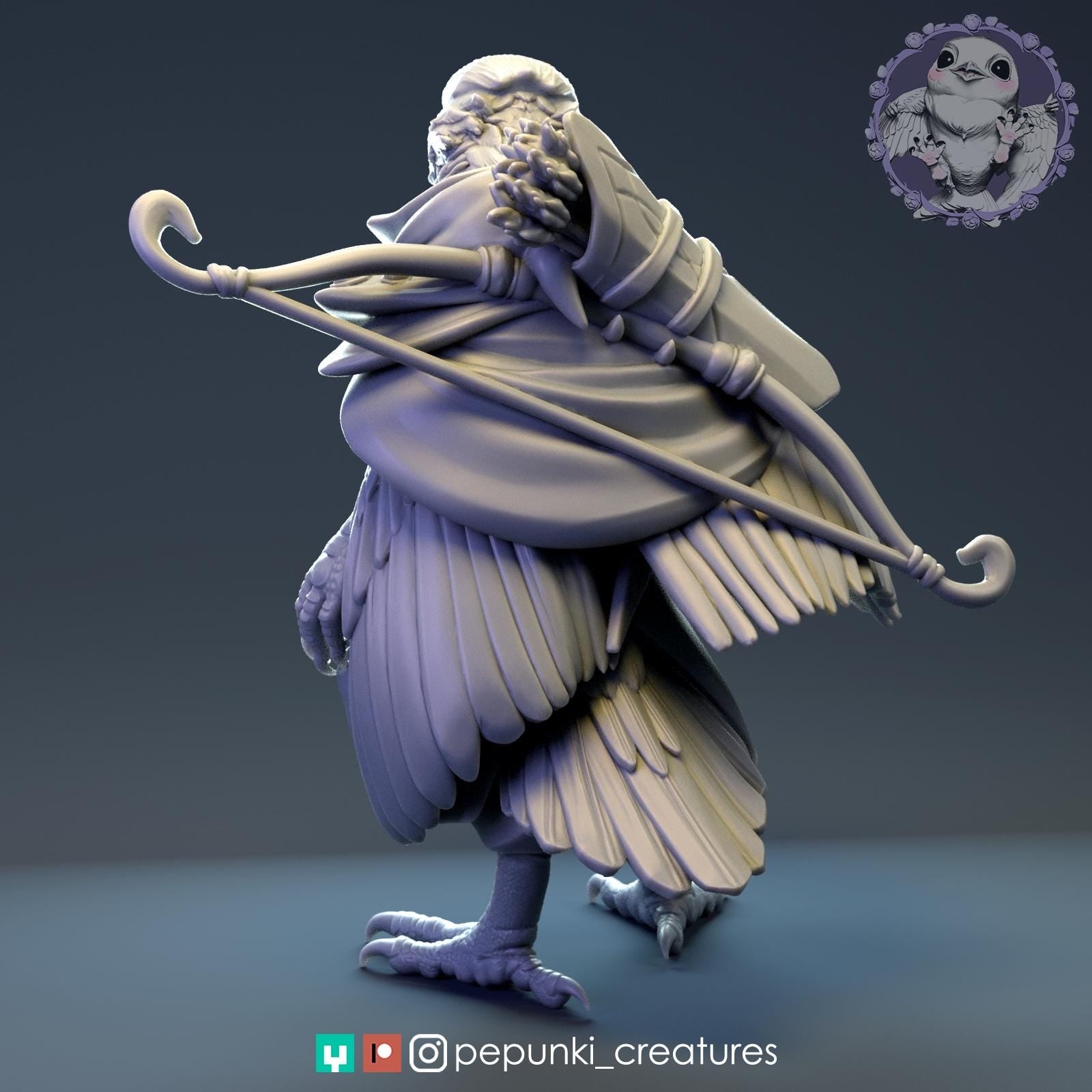Eagle Rogue Miniature | Tabletop RPG Miniature | Pepunki Creatures | Roleplaying 3D Printed Fantasy Mini - 3DPrintDen
