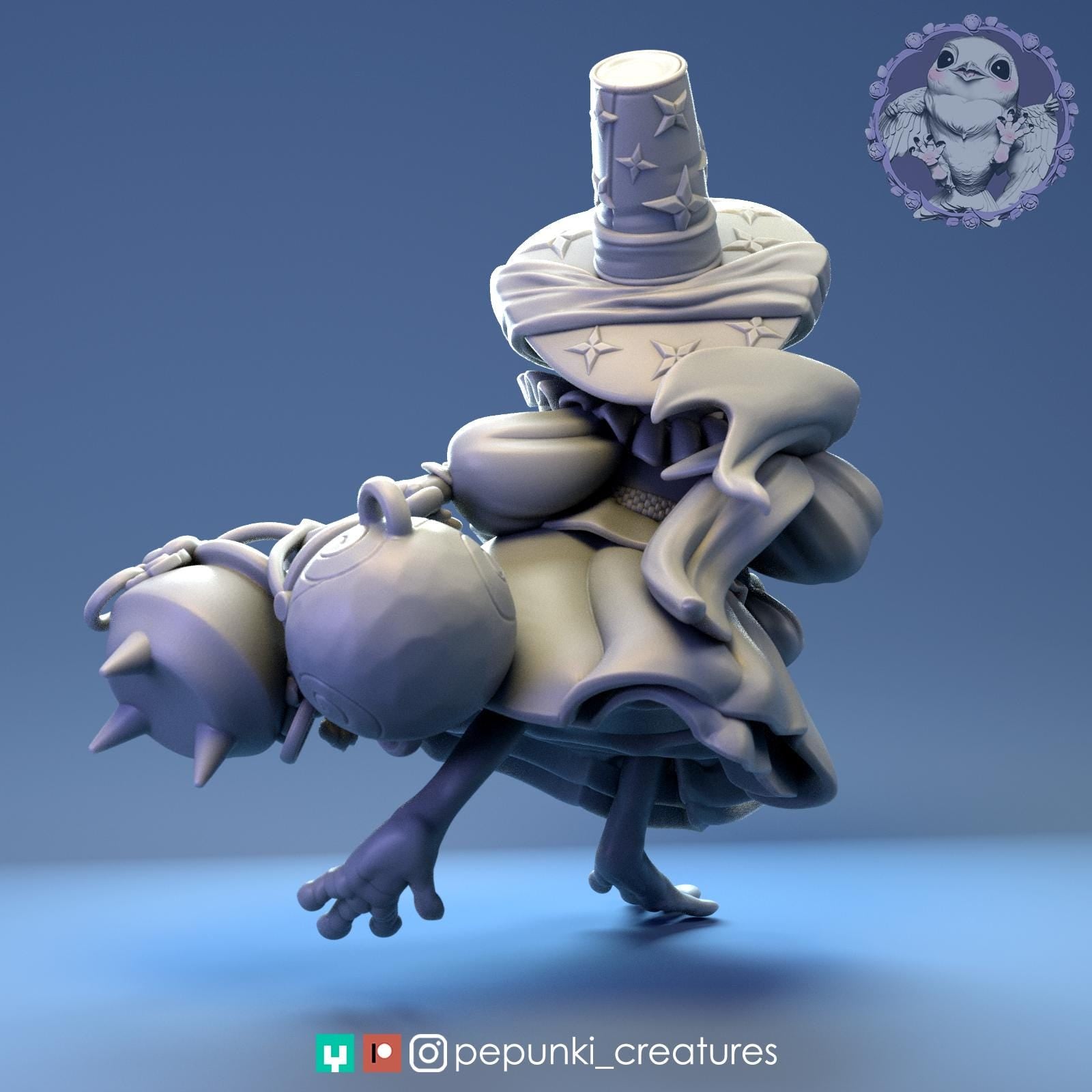 Lady Frog Pilgrim Miniature | Tabletop RPG Miniature | Pepunki Creatures | Roleplaying 3D Printed Fantasy Mini - 3DPrintDen