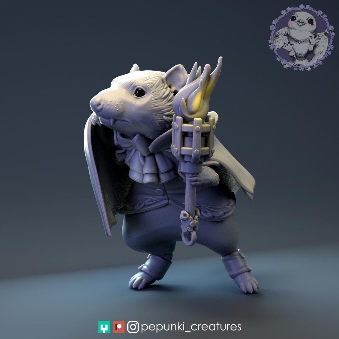 Tasmanian Devil Vampire Miniature | Tabletop RPG Miniature | Pepunki Creatures | Roleplaying 3D Printed Fantasy Mini - 3DPrintDen