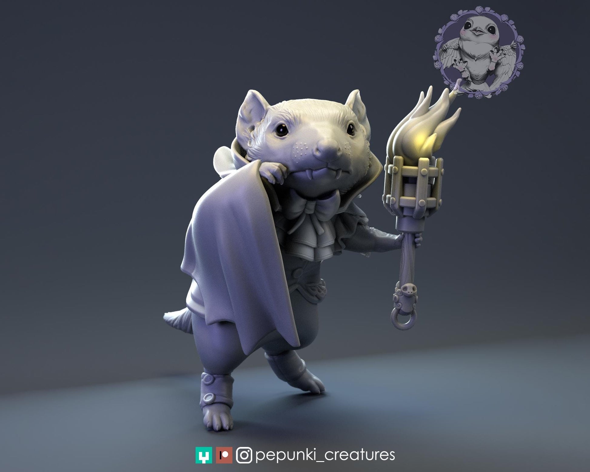 Tasmanian Devil Vampire Miniature | Tabletop RPG Miniature | Pepunki Creatures | Roleplaying 3D Printed Fantasy Mini - 3DPrintDen