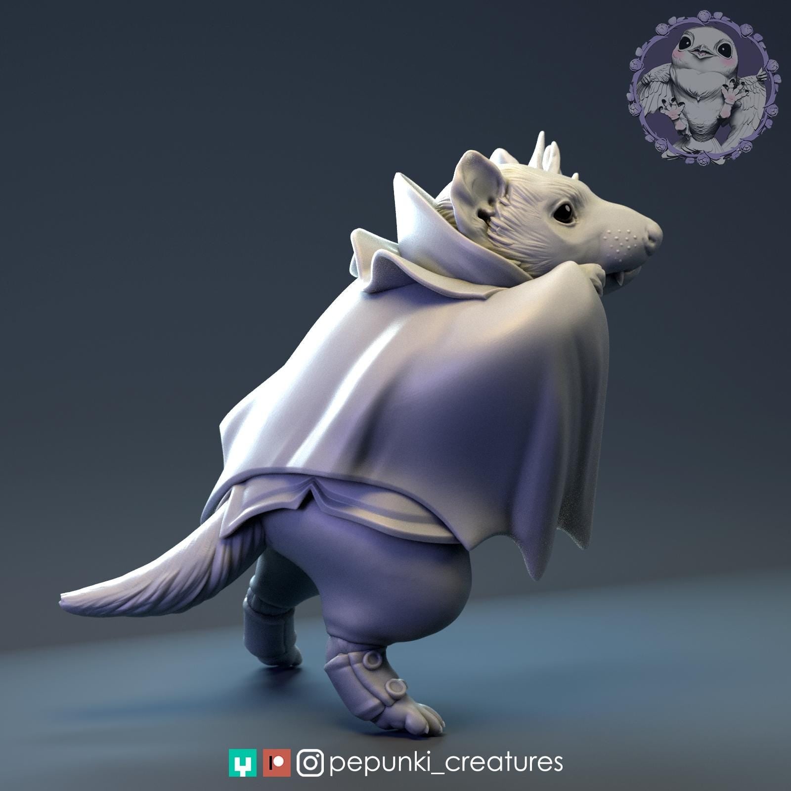 Tasmanian Devil Vampire Miniature | Tabletop RPG Miniature | Pepunki Creatures | Roleplaying 3D Printed Fantasy Mini - 3DPrintDen