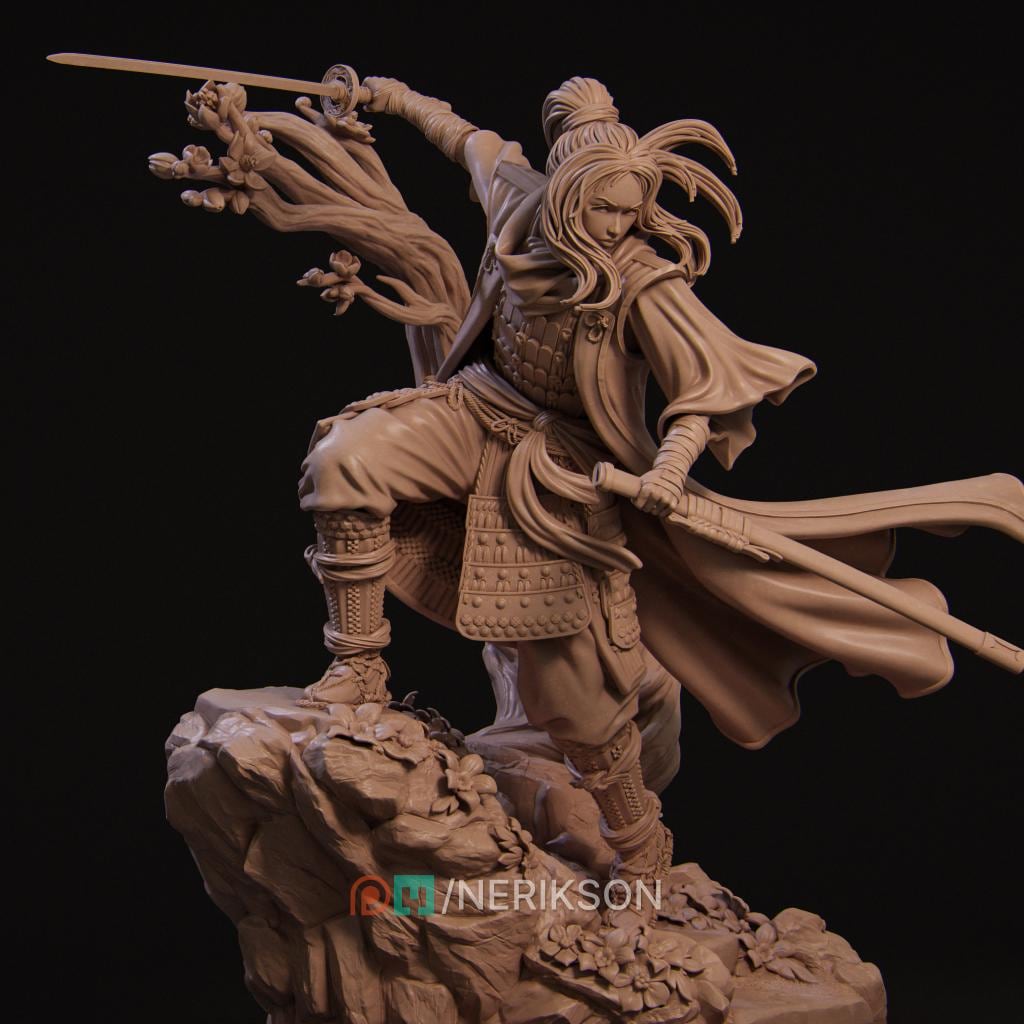 The Kawata Sisters Miniature, Michiko | Tabletop RPG Miniature | Nerikson | Roleplaying 3D Printed Fantasy Mini - 3DPrintDen