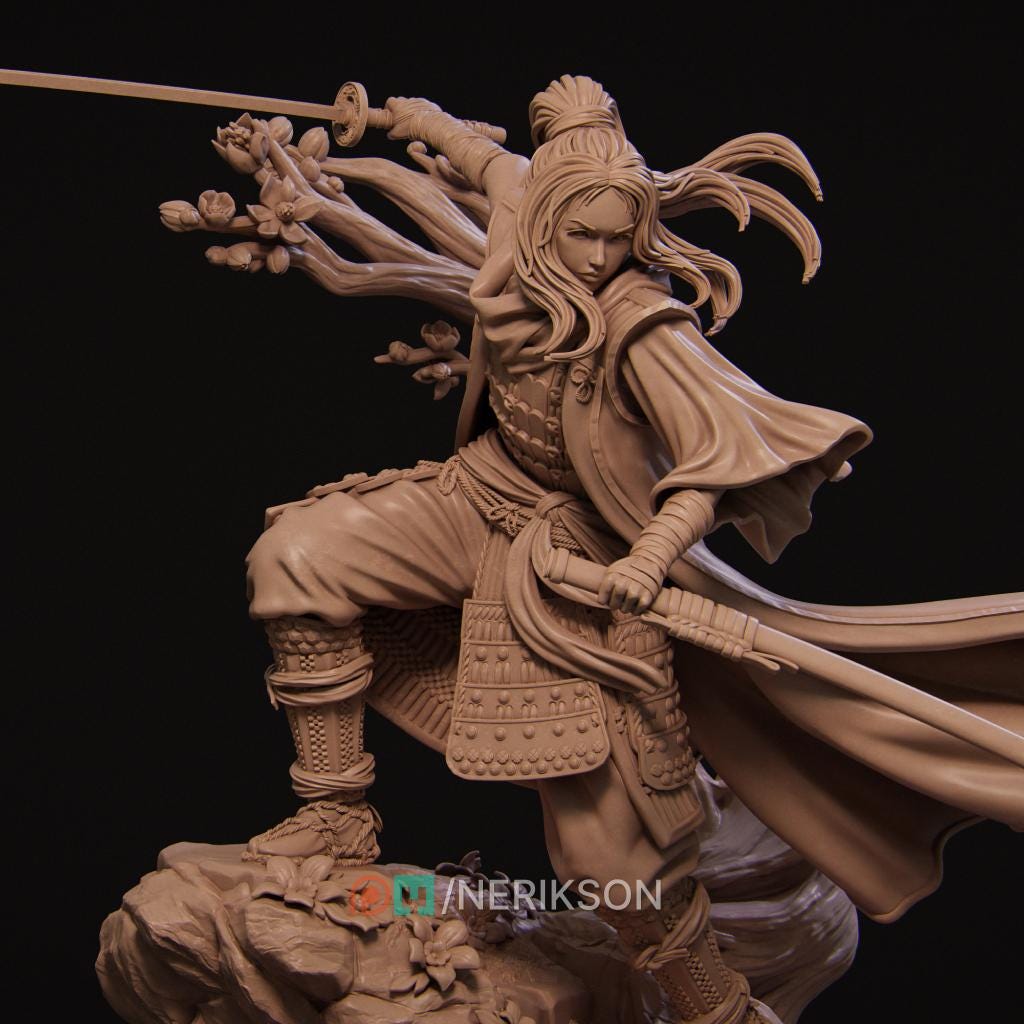 The Kawata Sisters Miniature, Michiko | Tabletop RPG Miniature | Nerikson | Roleplaying 3D Printed Fantasy Mini - 3DPrintDen